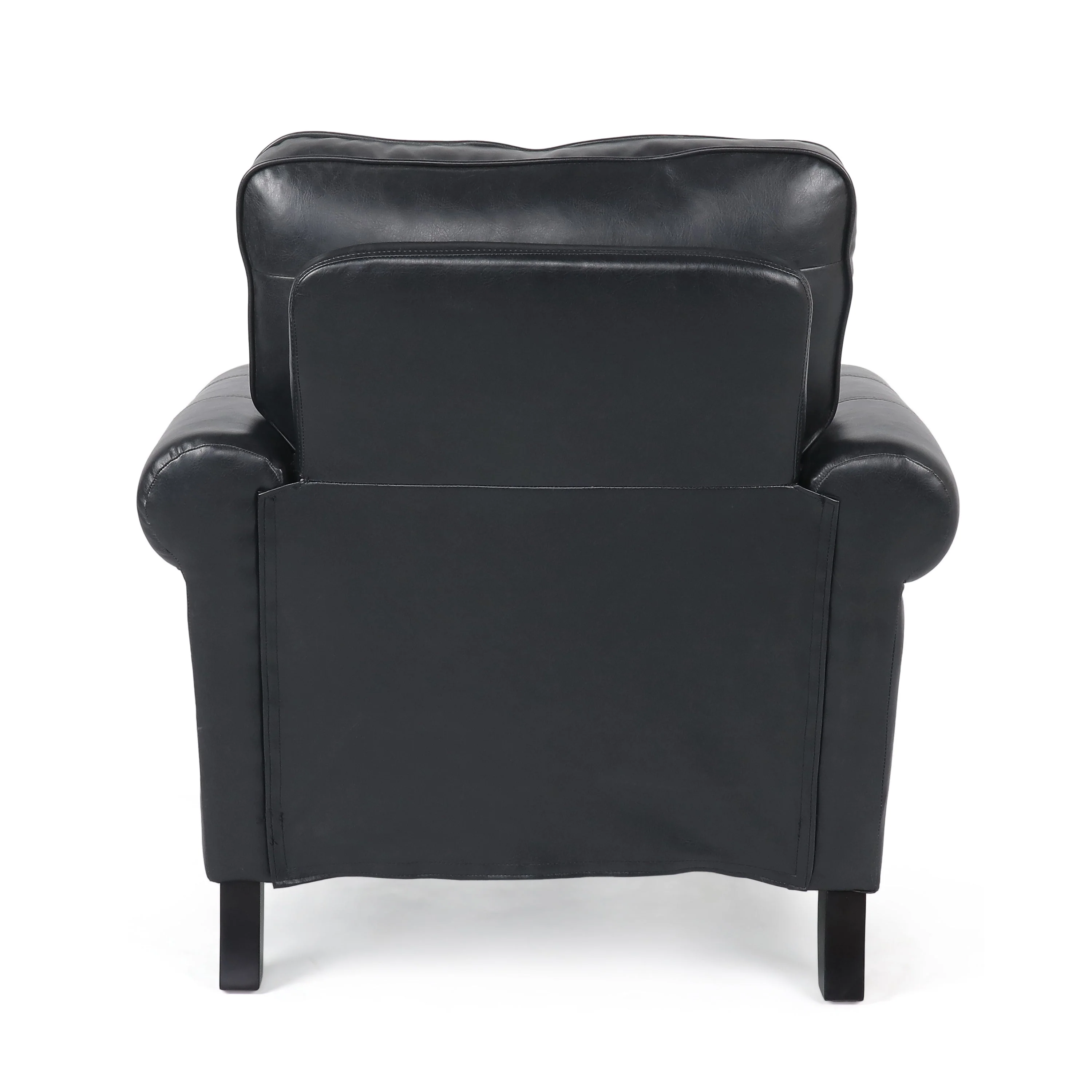 Contemporary Black PU Club Chair with Nailhead Trim and Rolled Armrests - Image 10