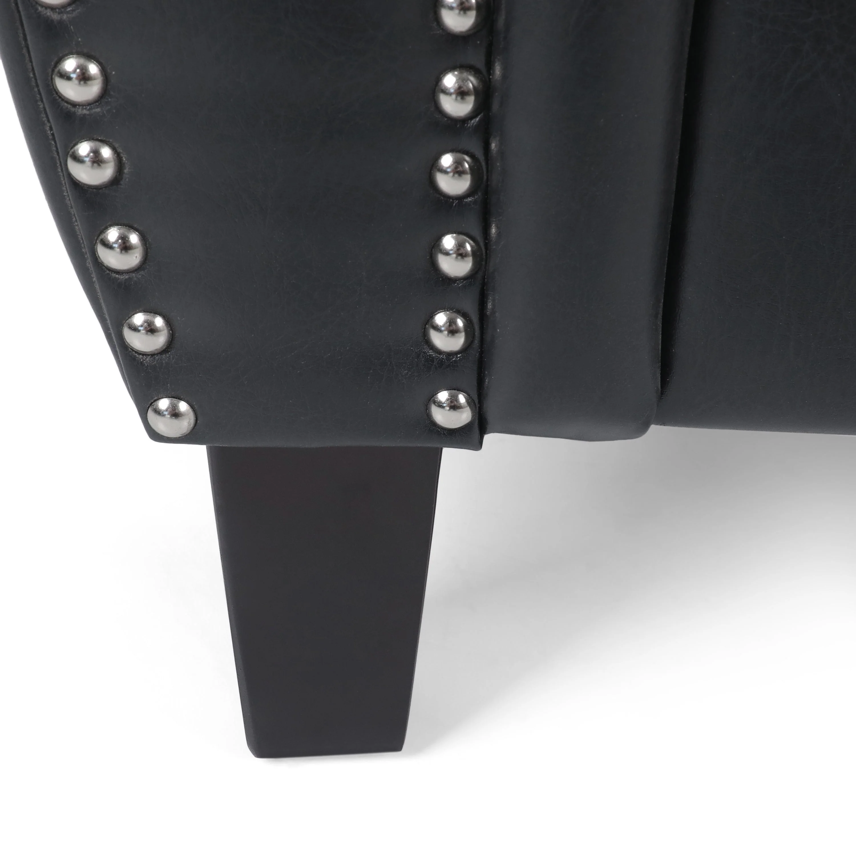 Contemporary Black PU Club Chair with Nailhead Trim and Rolled Armrests - Image 13