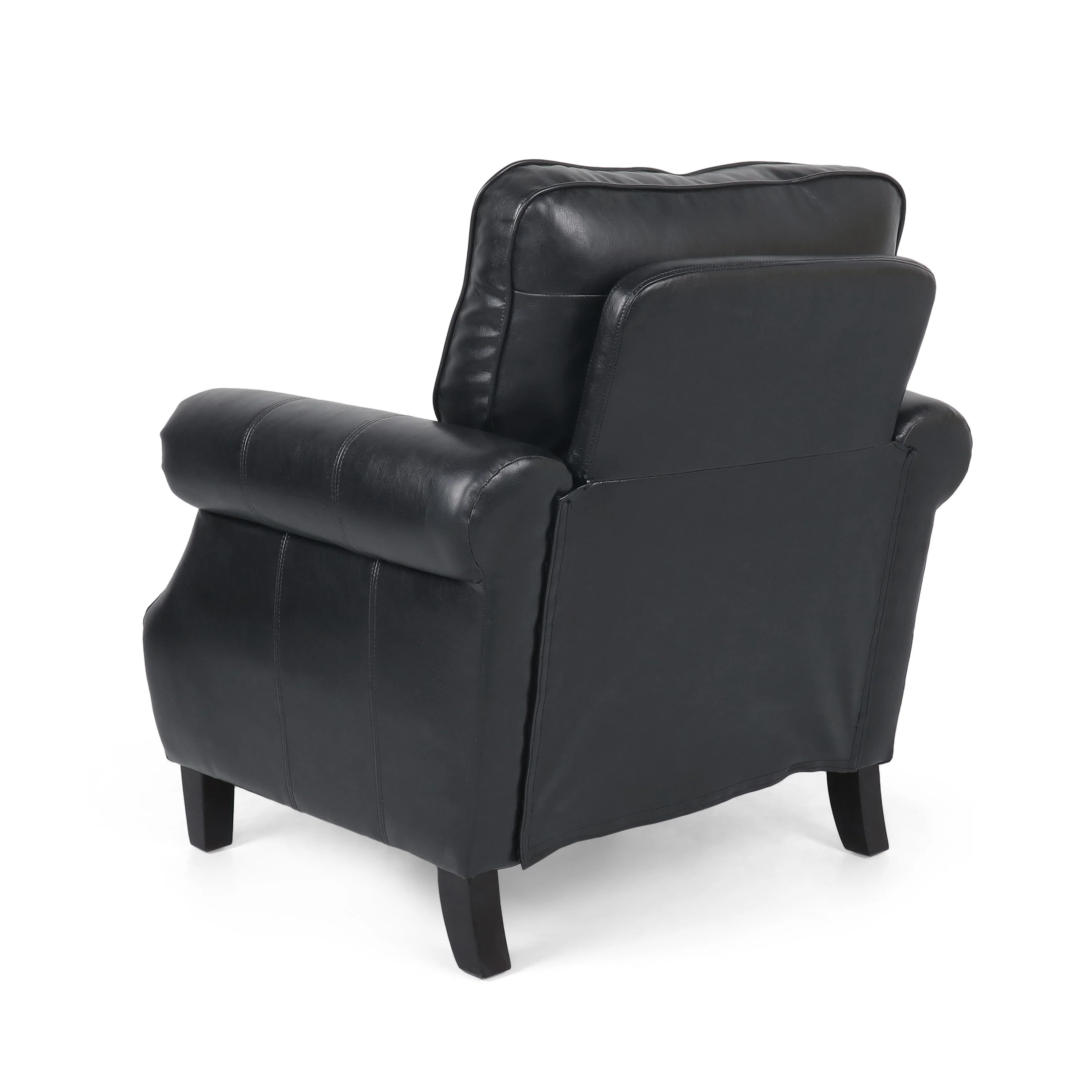 Contemporary Black PU Club Chair with Nailhead Trim and Rolled Armrests - Image 7