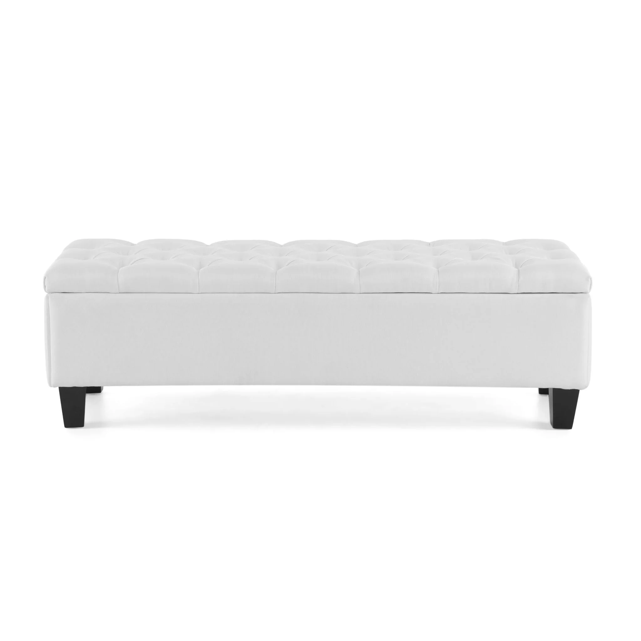 Contemporary Button Tufted And Diamond Stitched Storage Ottoman - Image 4