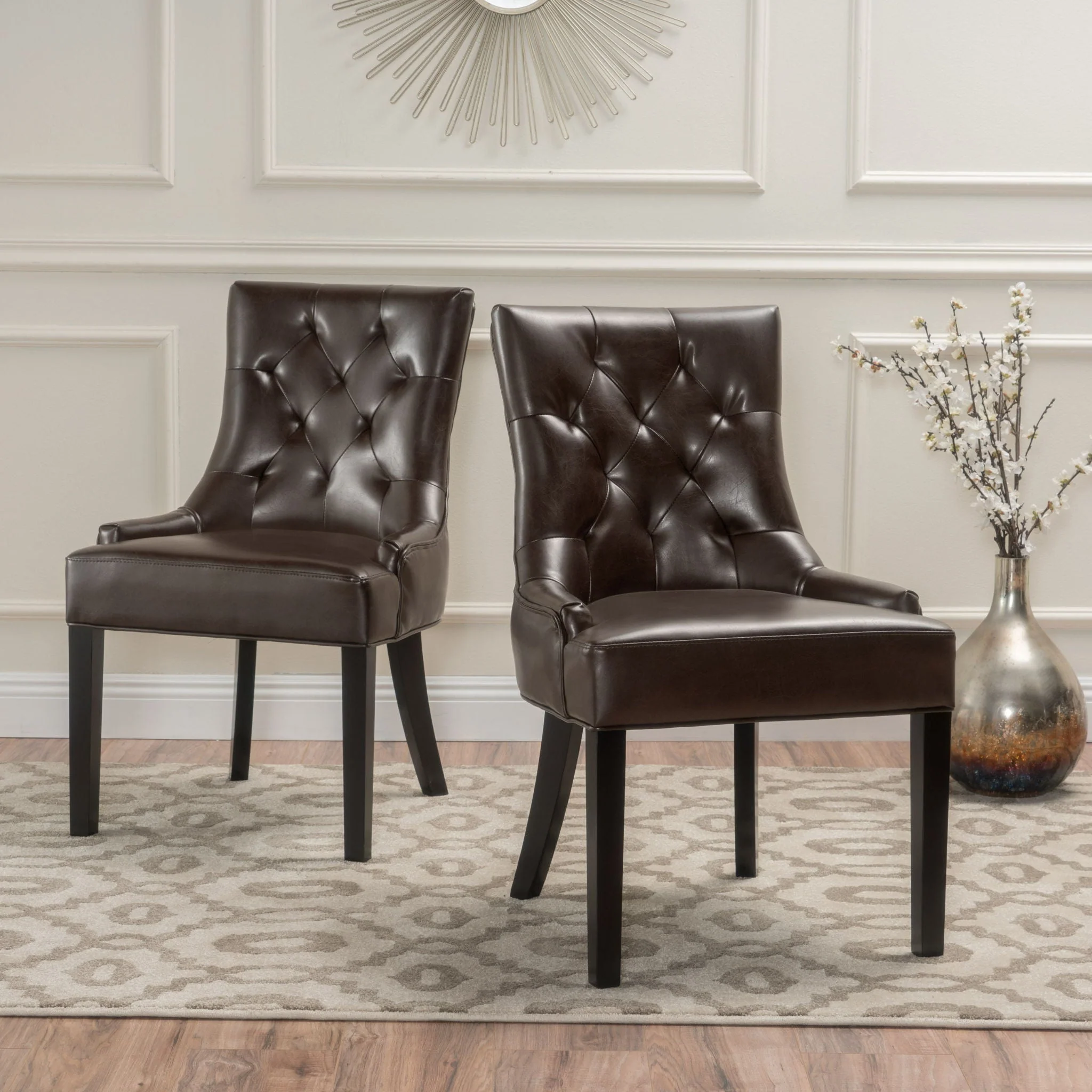 Contemporary Cheney Dining Chair Set with Tufted Design - Image 11