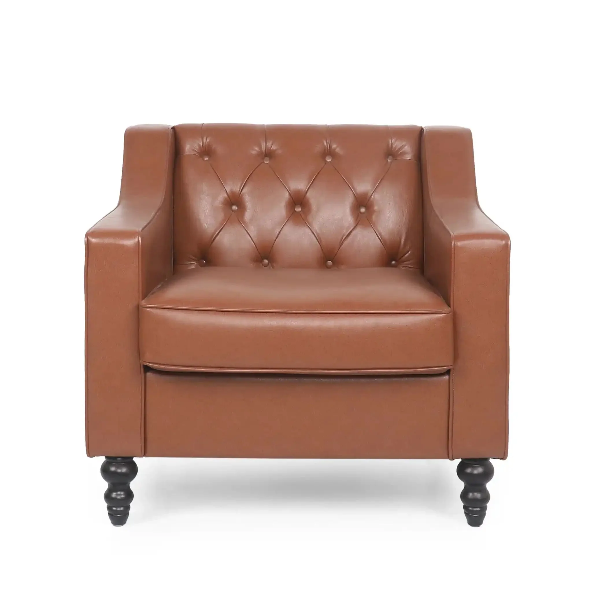 Contemporary Club Chair With Button Tufting And Birch Wood Legs - Image 3