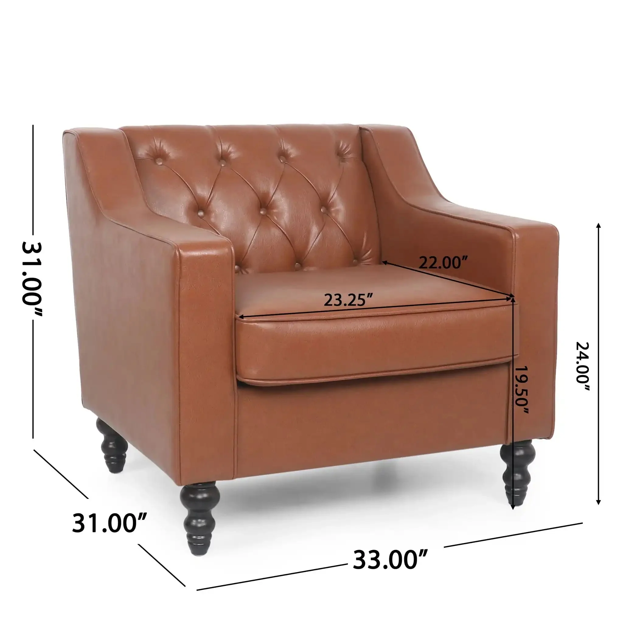 Contemporary Club Chair With Button Tufting And Birch Wood Legs - Image 6