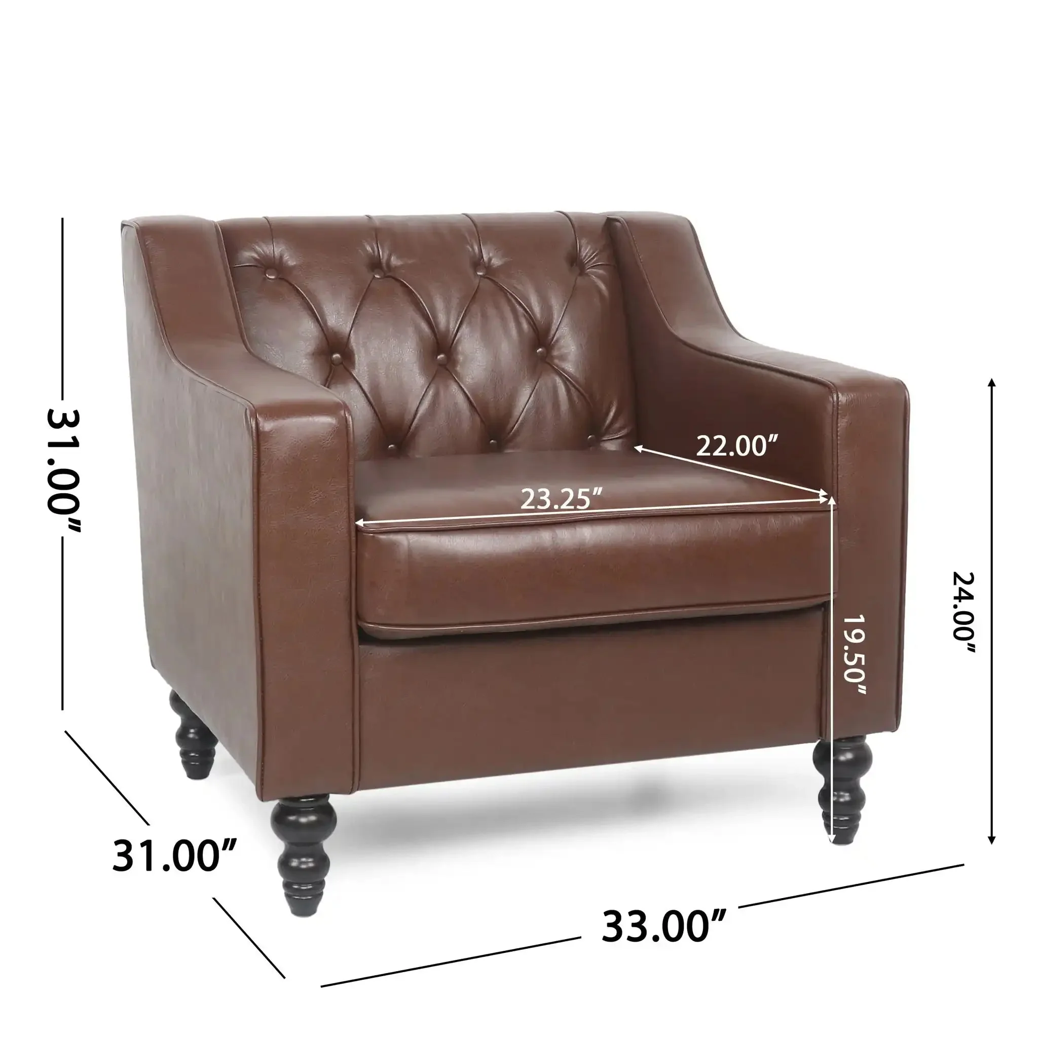 Contemporary Club Chair With Button Tufting And Birch Wood Legs - Image 7