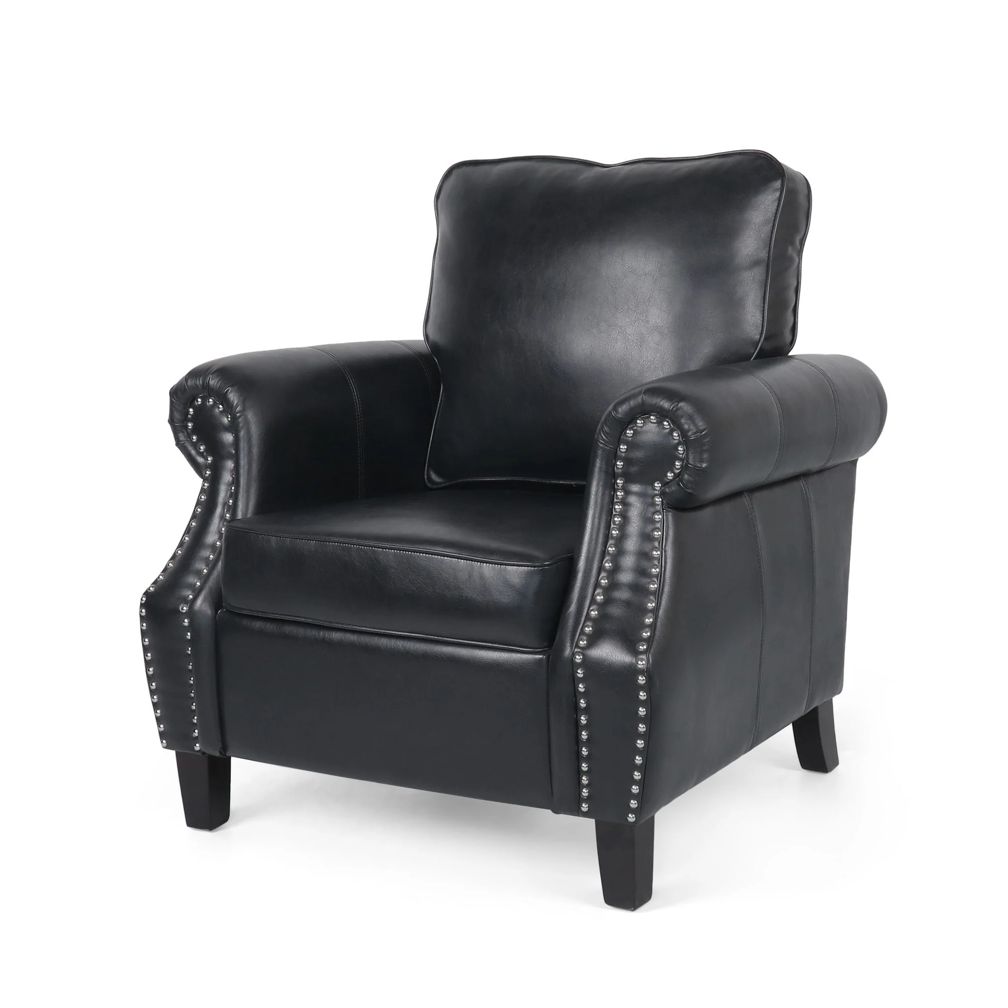 Contemporary Club Chair With Nailhead Trim And Rolled Armrests - Image 2