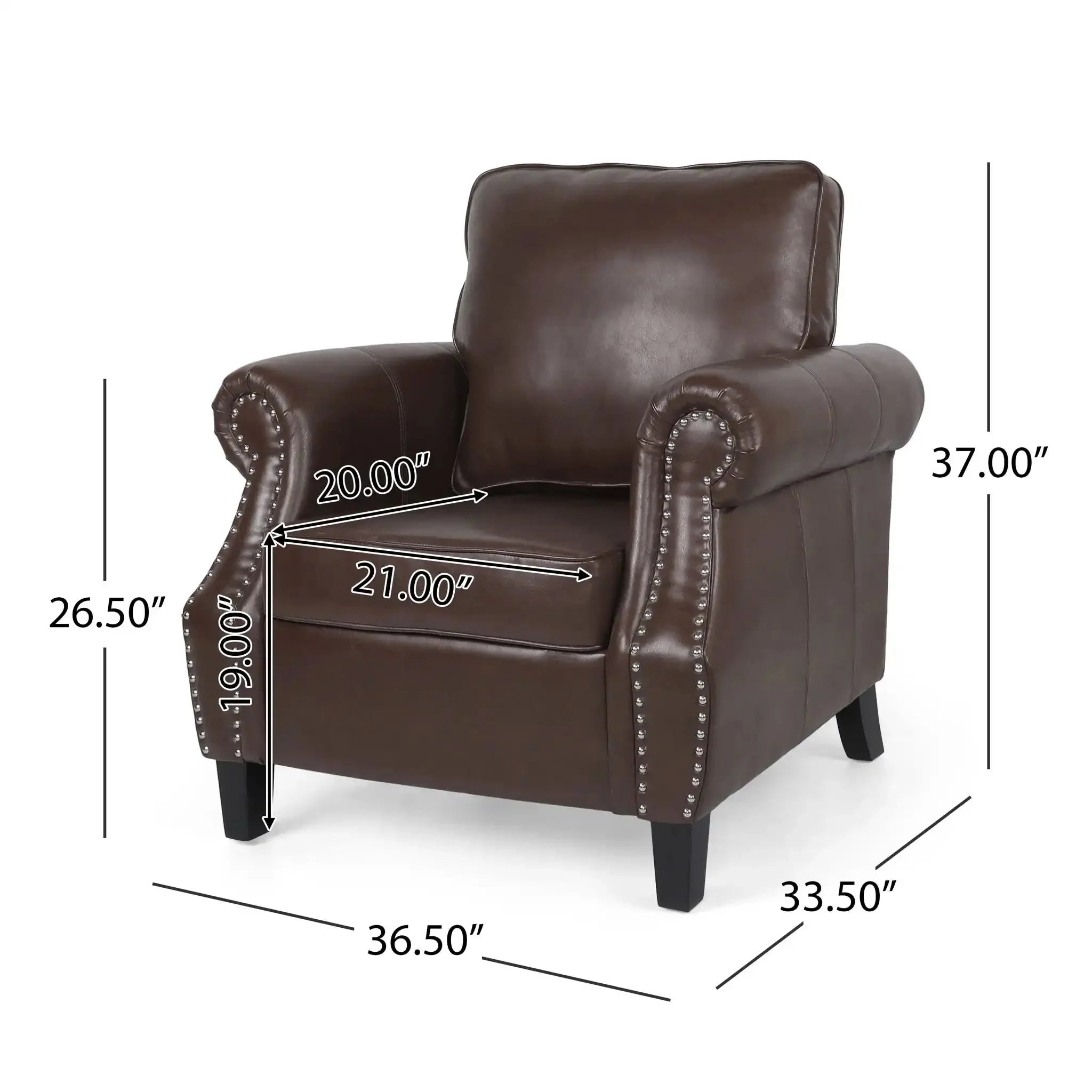 Contemporary Club Chair With Nailhead Trim And Rolled Armrests - Image 4