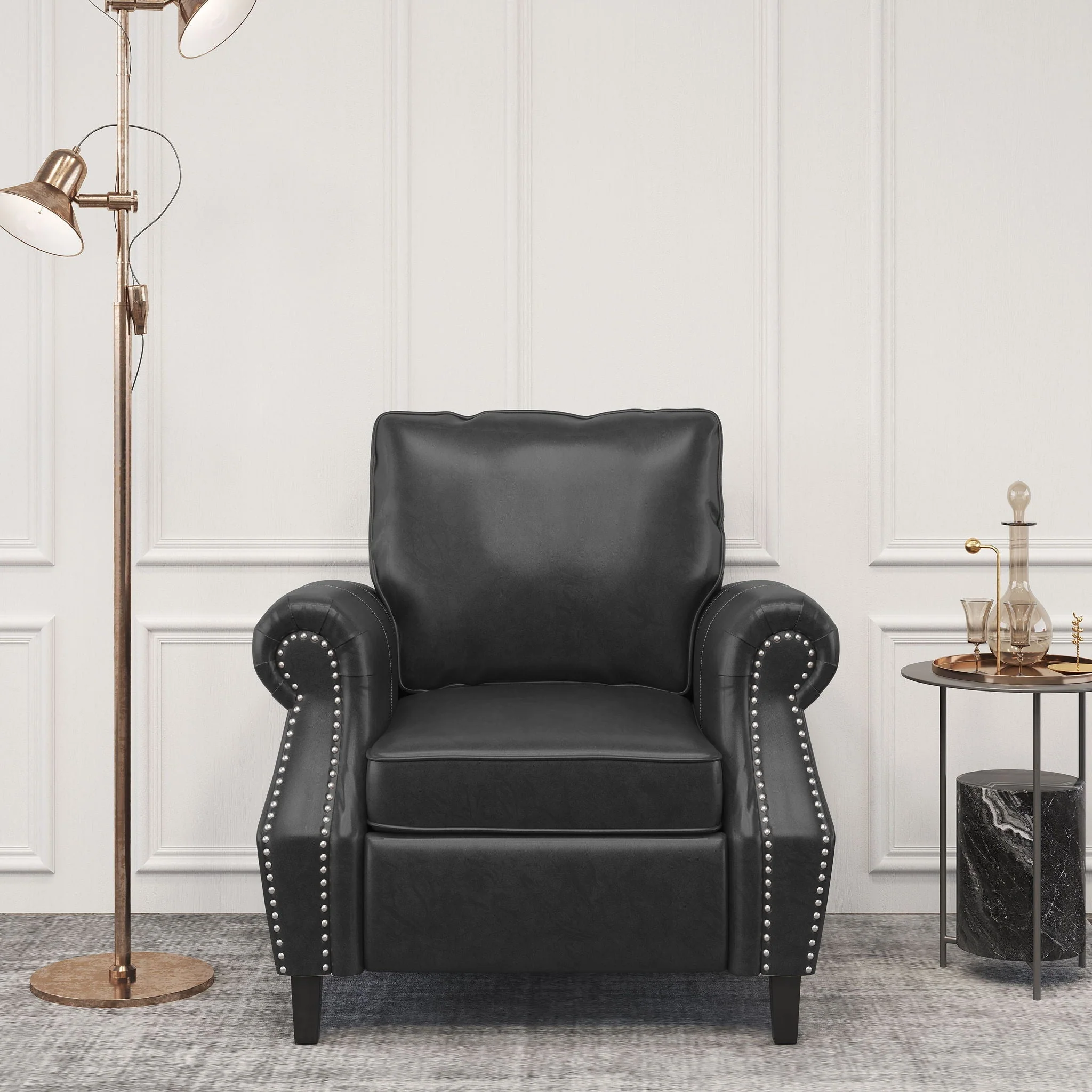 Contemporary Club Chair With Nailhead Trim And Rolled Armrests - Image 5