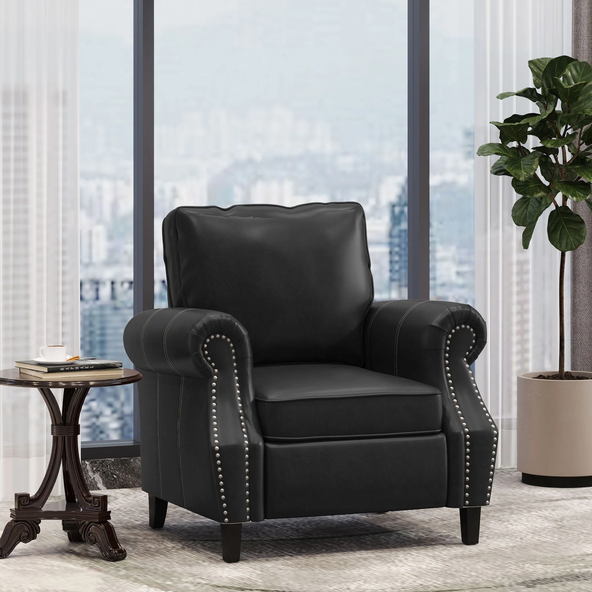 Contemporary Club Chair With Nailhead Trim And Rolled Armrests - Image 6