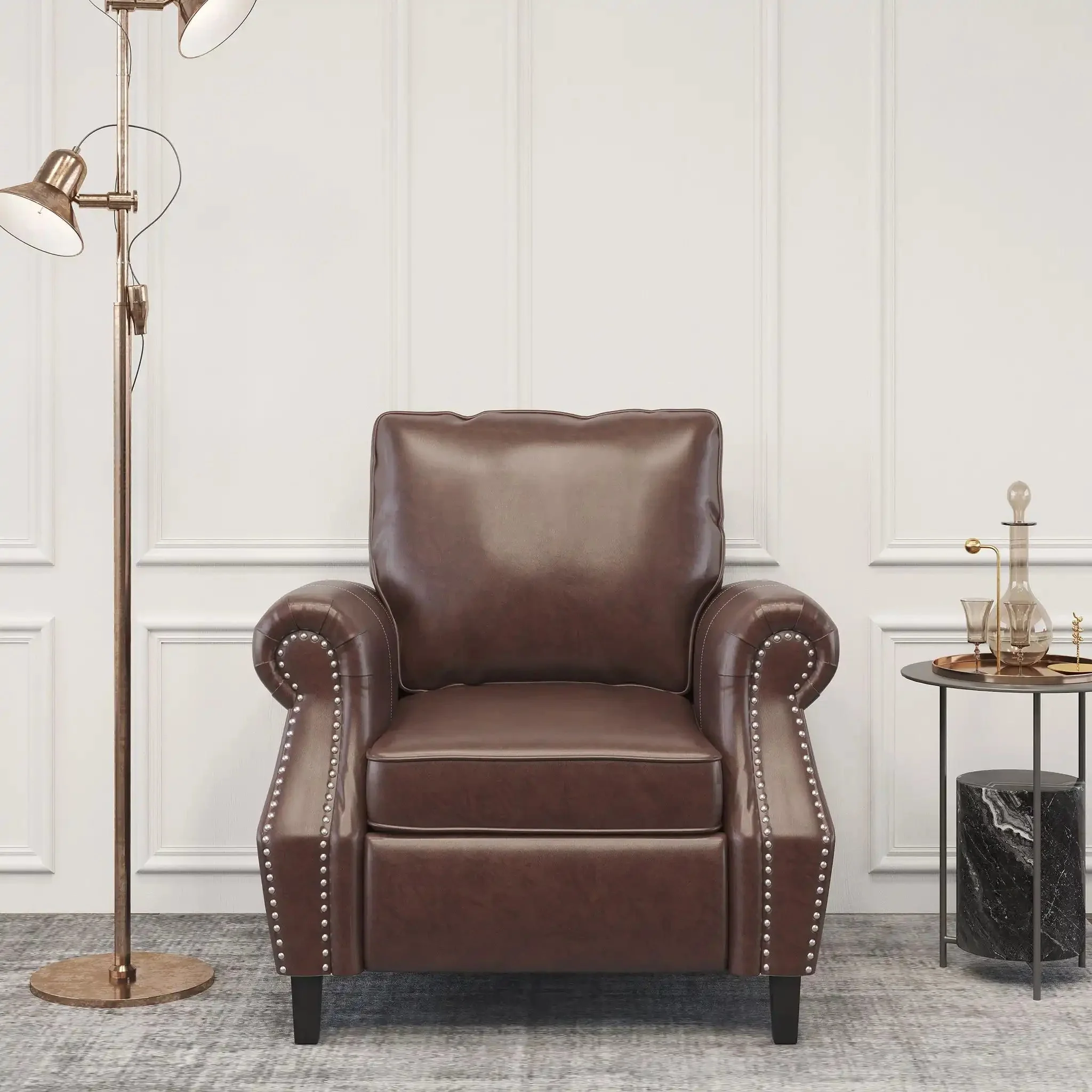 Contemporary Club Chair With Nailhead Trim And Rolled Armrests - Image 7