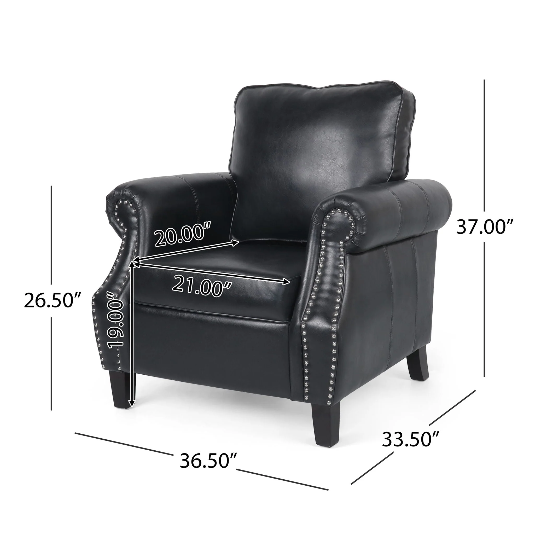 Contemporary Club Chair With Nailhead Trim And Rolled Armrests - Image 8