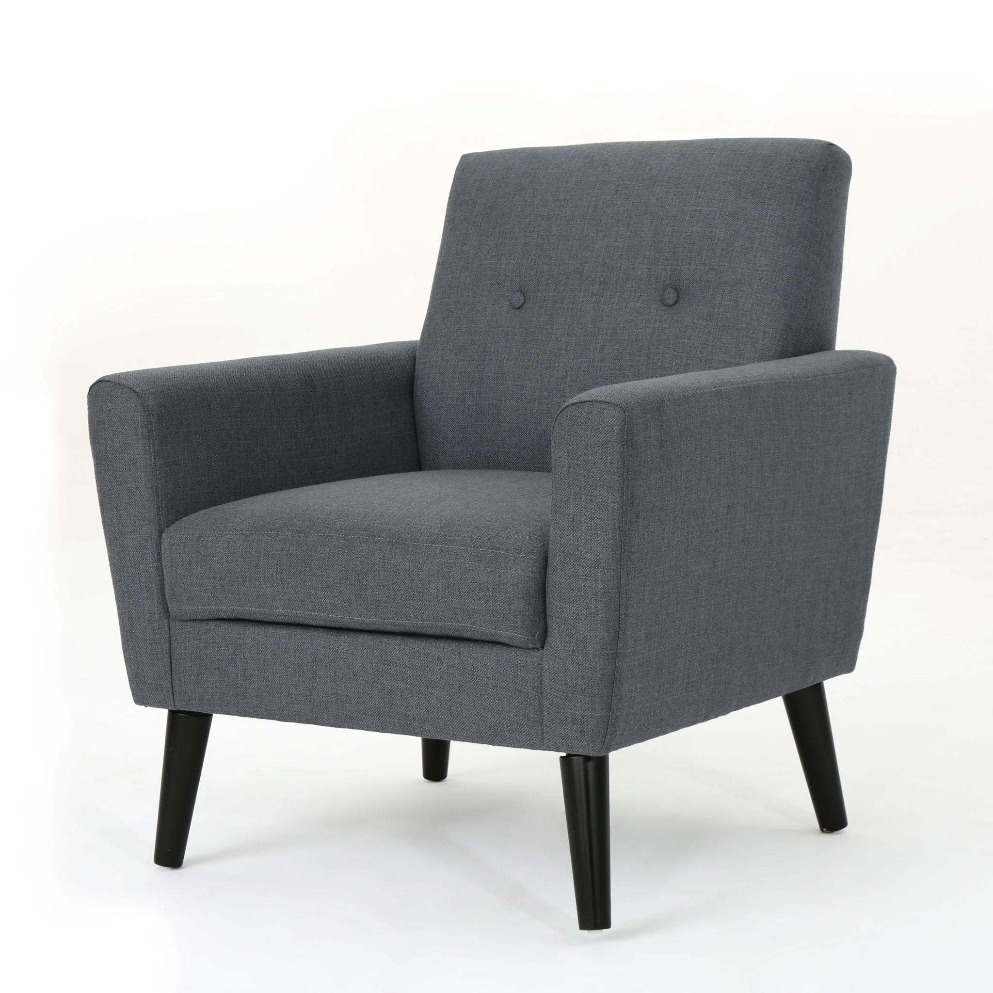 Contemporary Club Chair With Nailhead Trim Fabric And Birch Wood Legs - Image 2