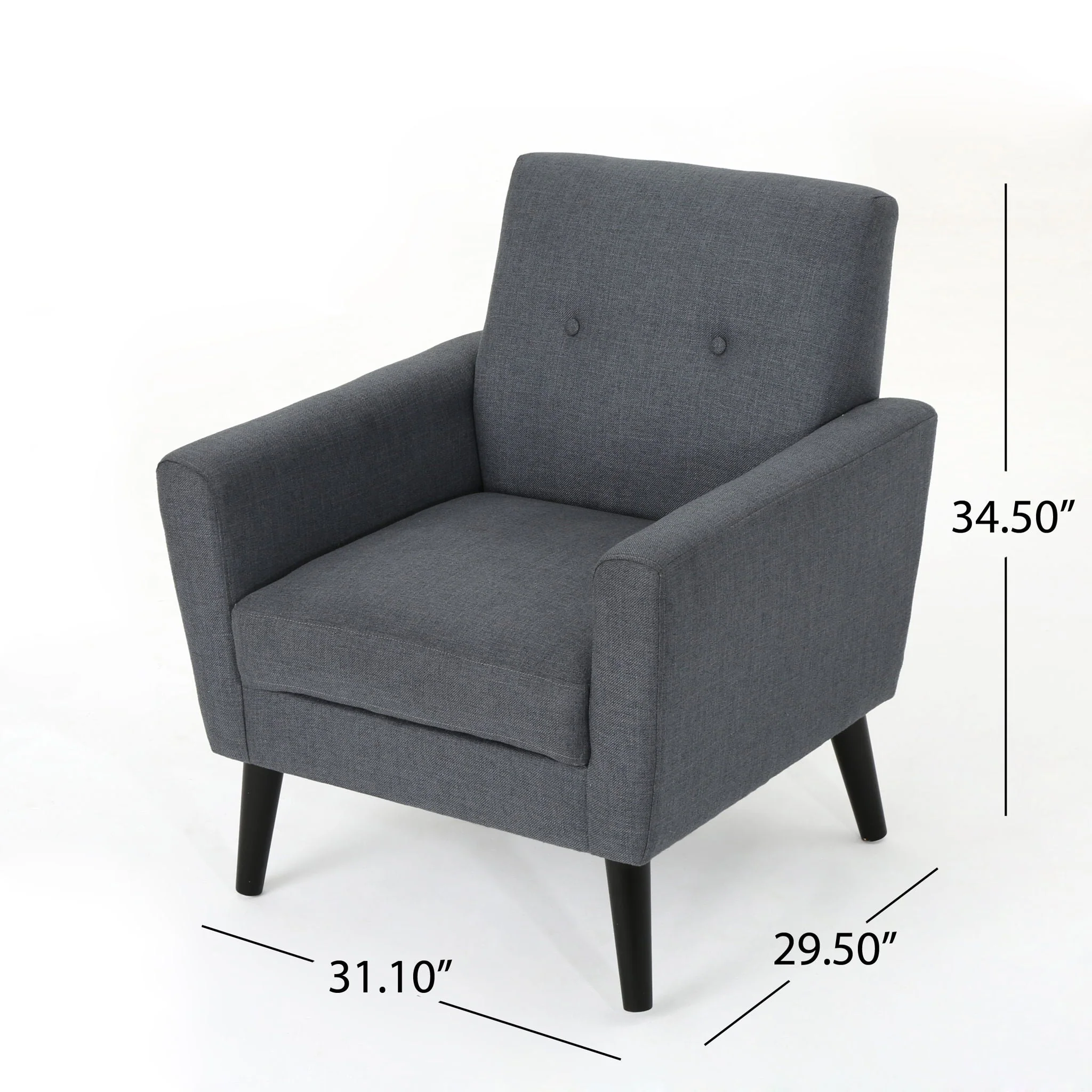 Contemporary Club Chair With Nailhead Trim Fabric And Birch Wood Legs - Image 6
