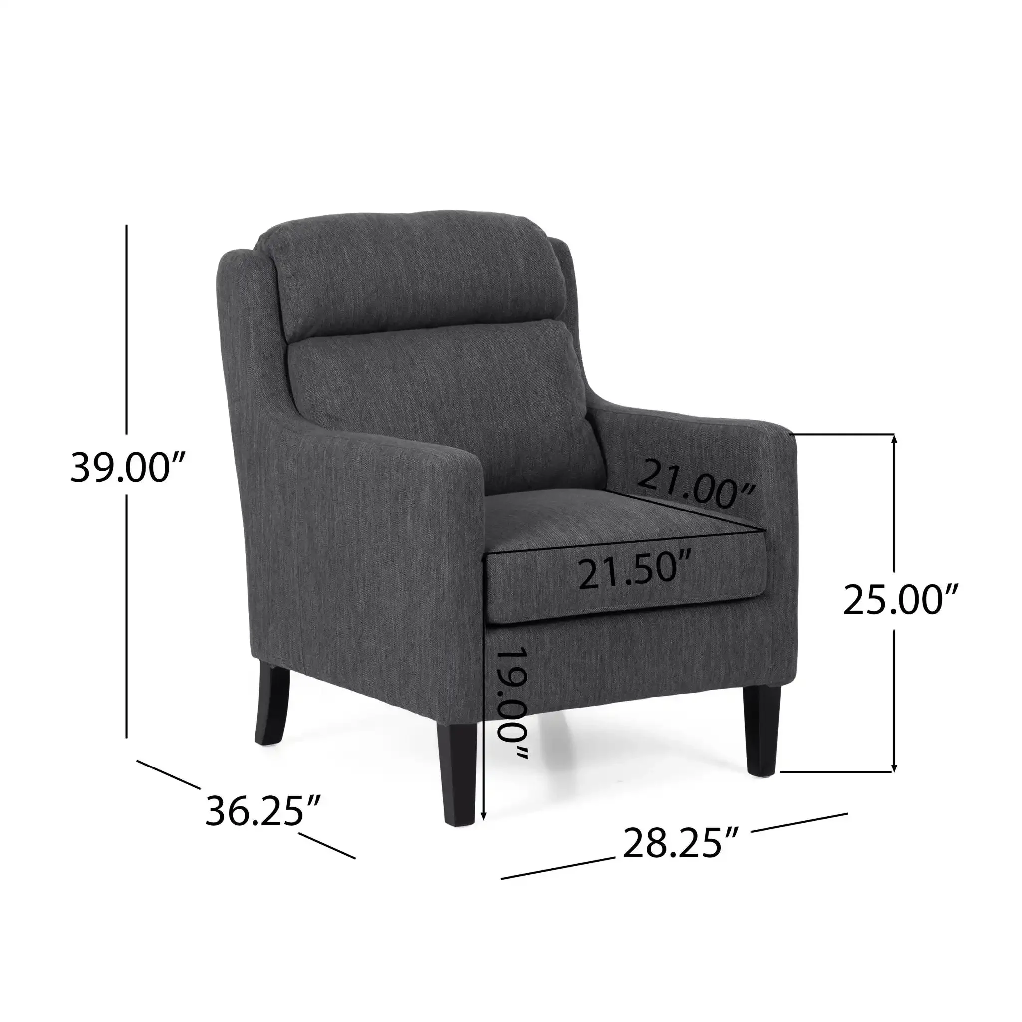 Contemporary Club Chair With Upholstered Fabric And Rubberwood Legs - Image 3