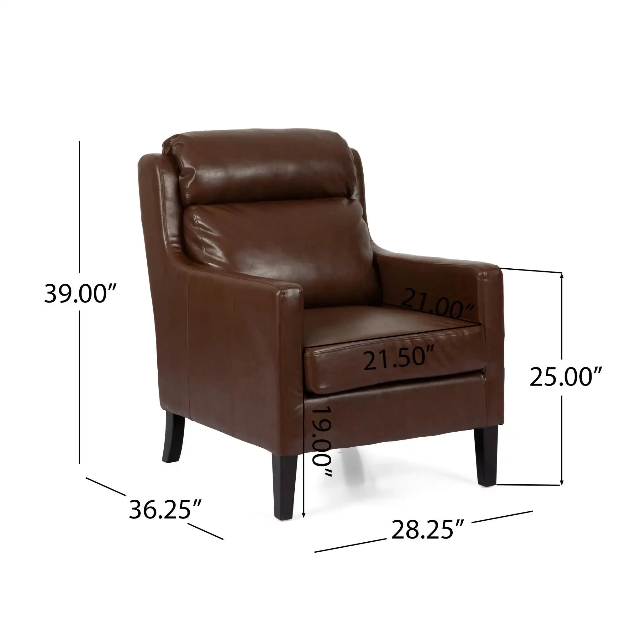 Contemporary Club Chair With Upholstered Fabric And Rubberwood Legs - Image 4