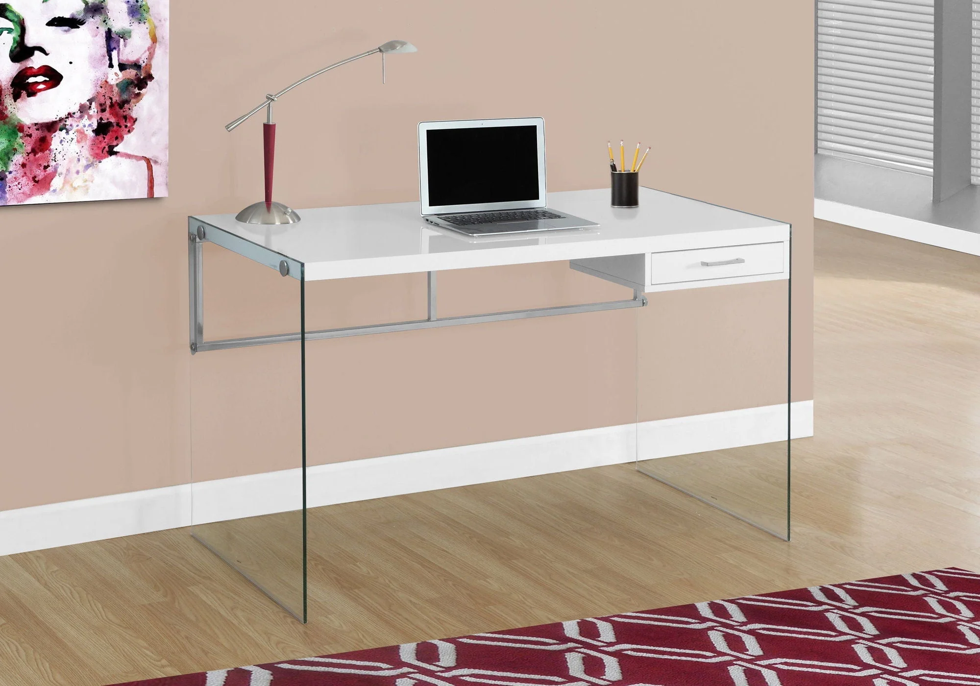 Contemporary Design Computer Desk For Home Office, Storage Drawers - Image 10