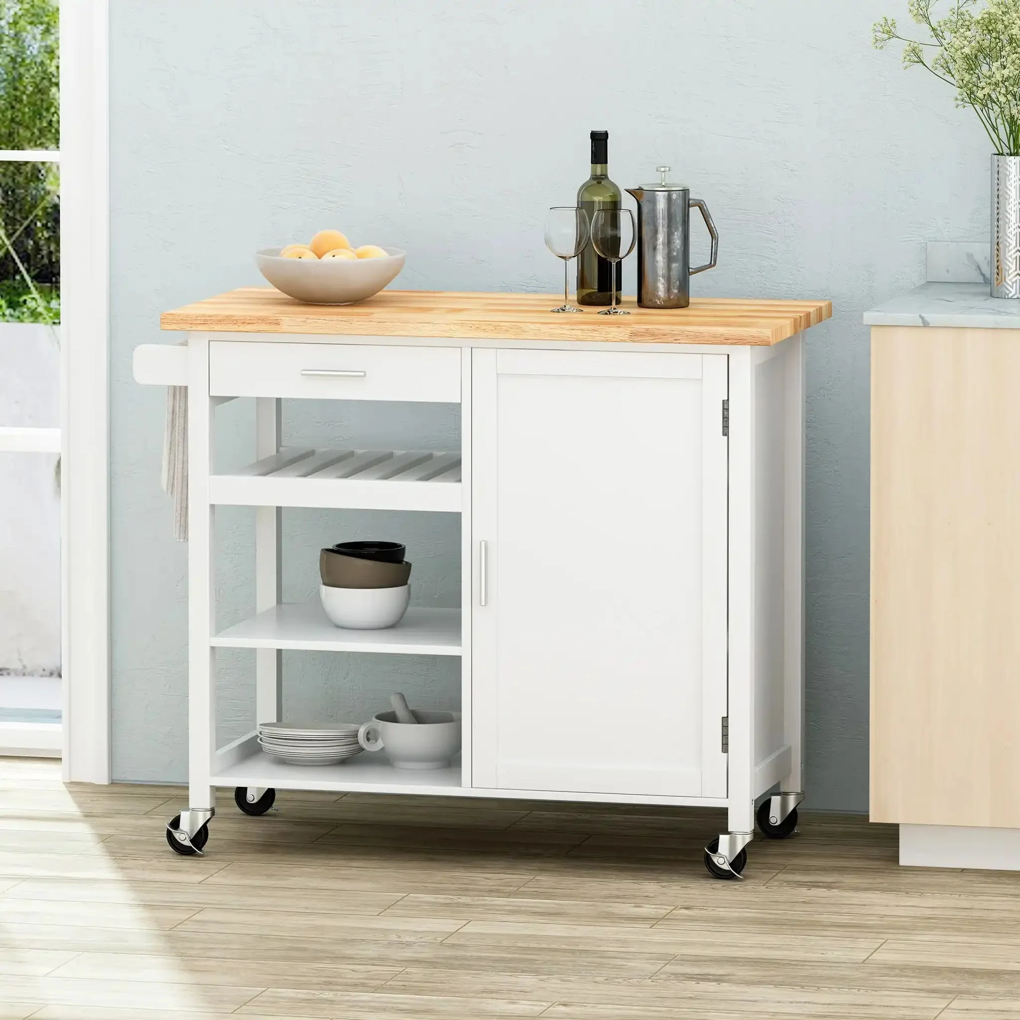 Contemporary Design Kitchen Cart With Wheels - Image 10