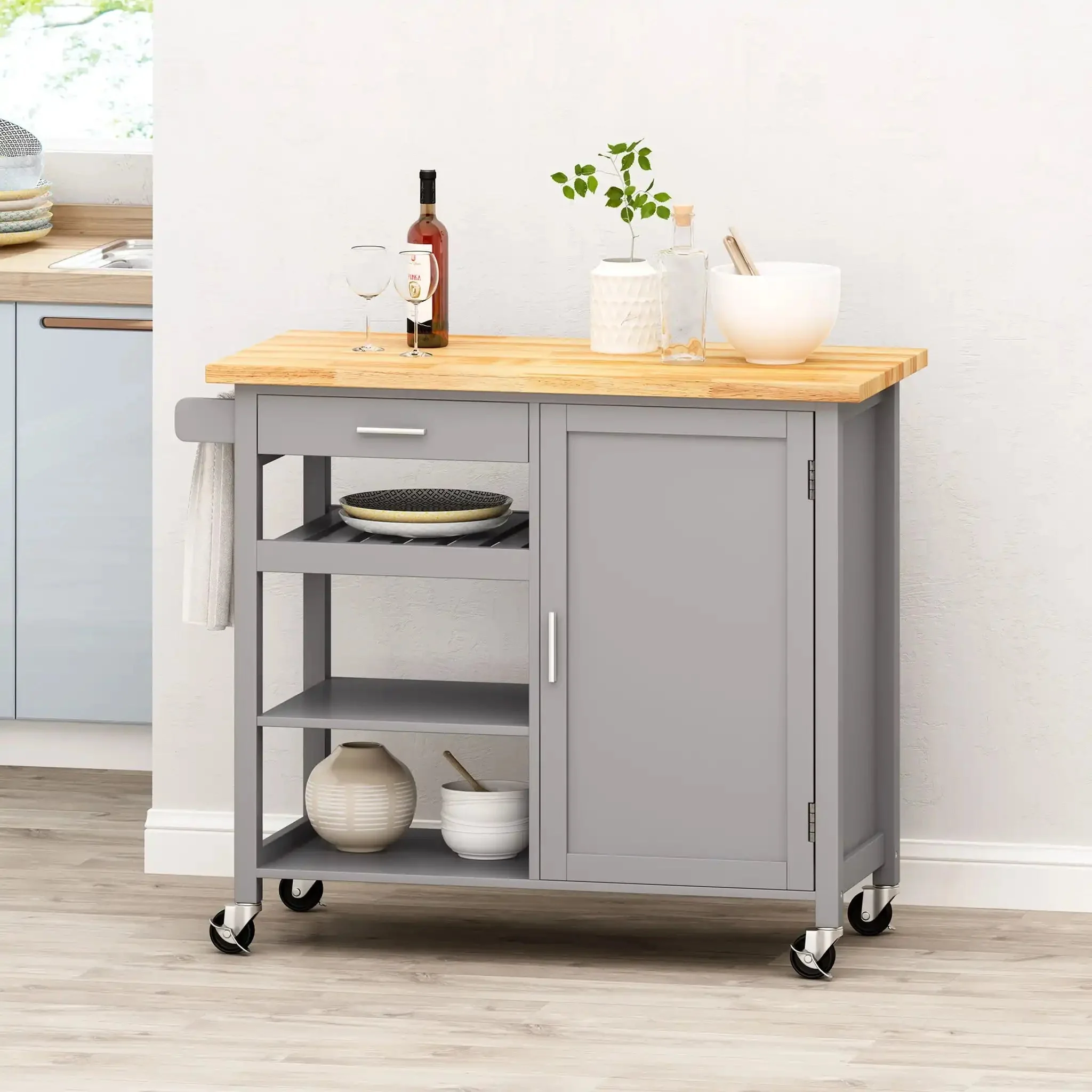 Contemporary Design Kitchen Cart With Wheels - Image 7