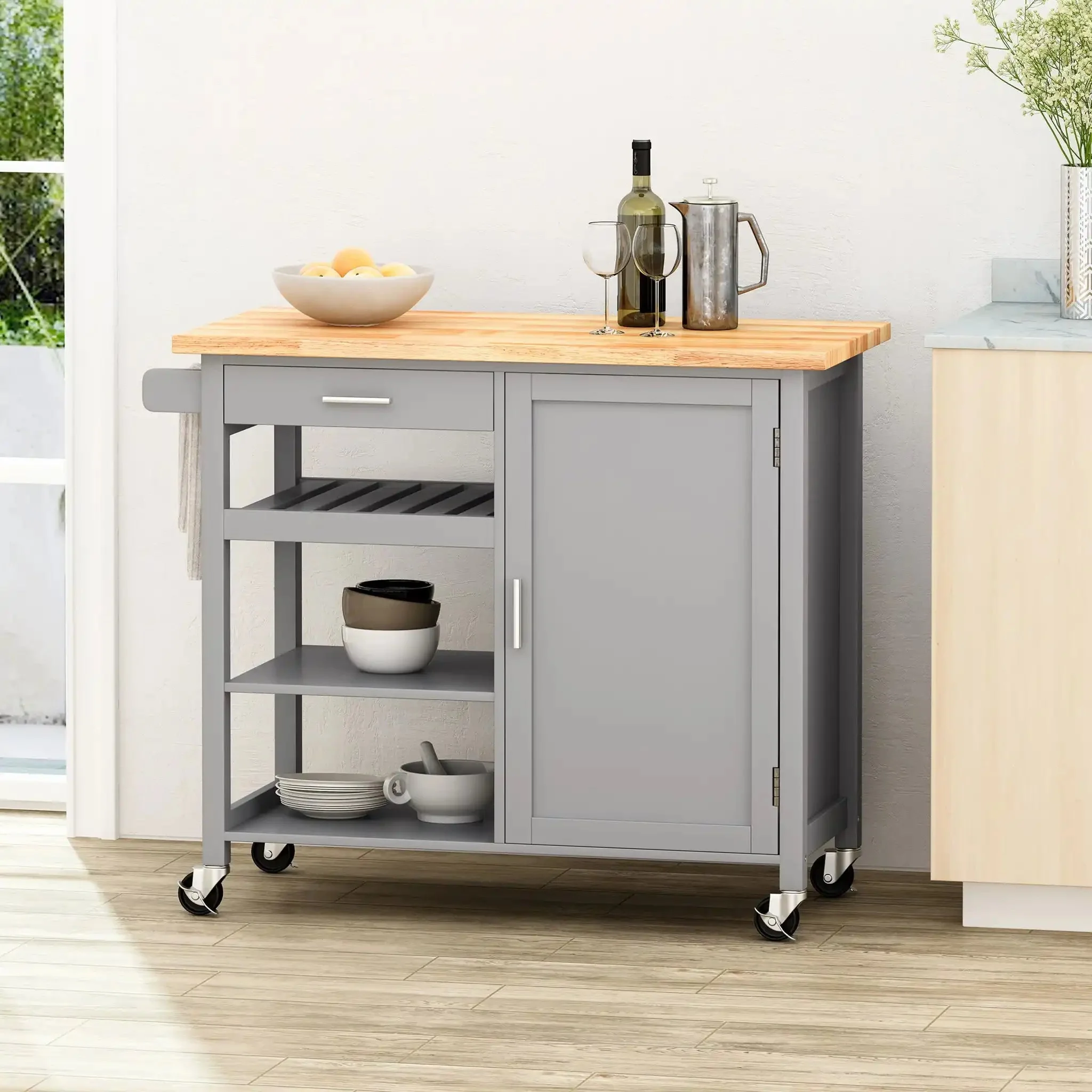 Contemporary Design Kitchen Cart With Wheels - Image 8