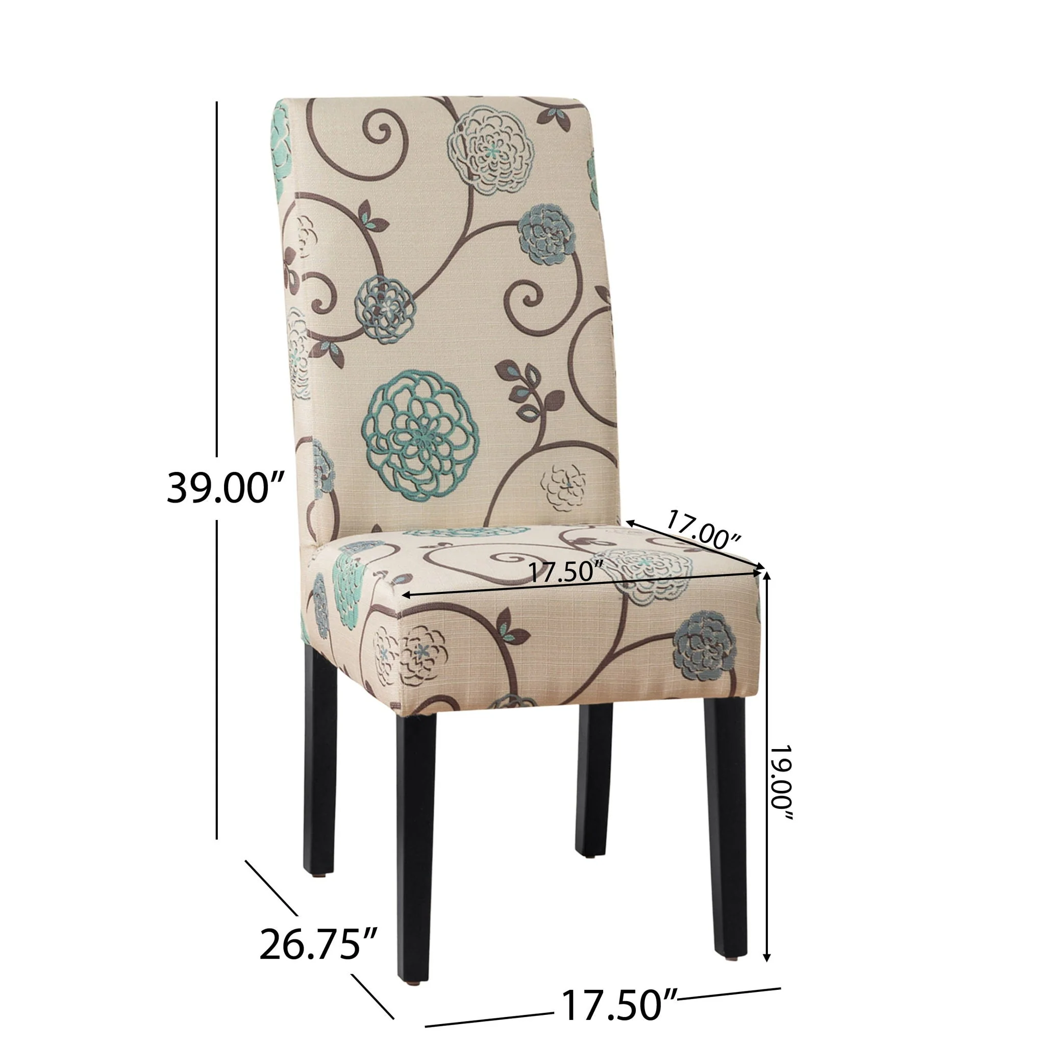 Contemporary Dining Chair Set with Rubberwood Legs - White / Blue - Image 4