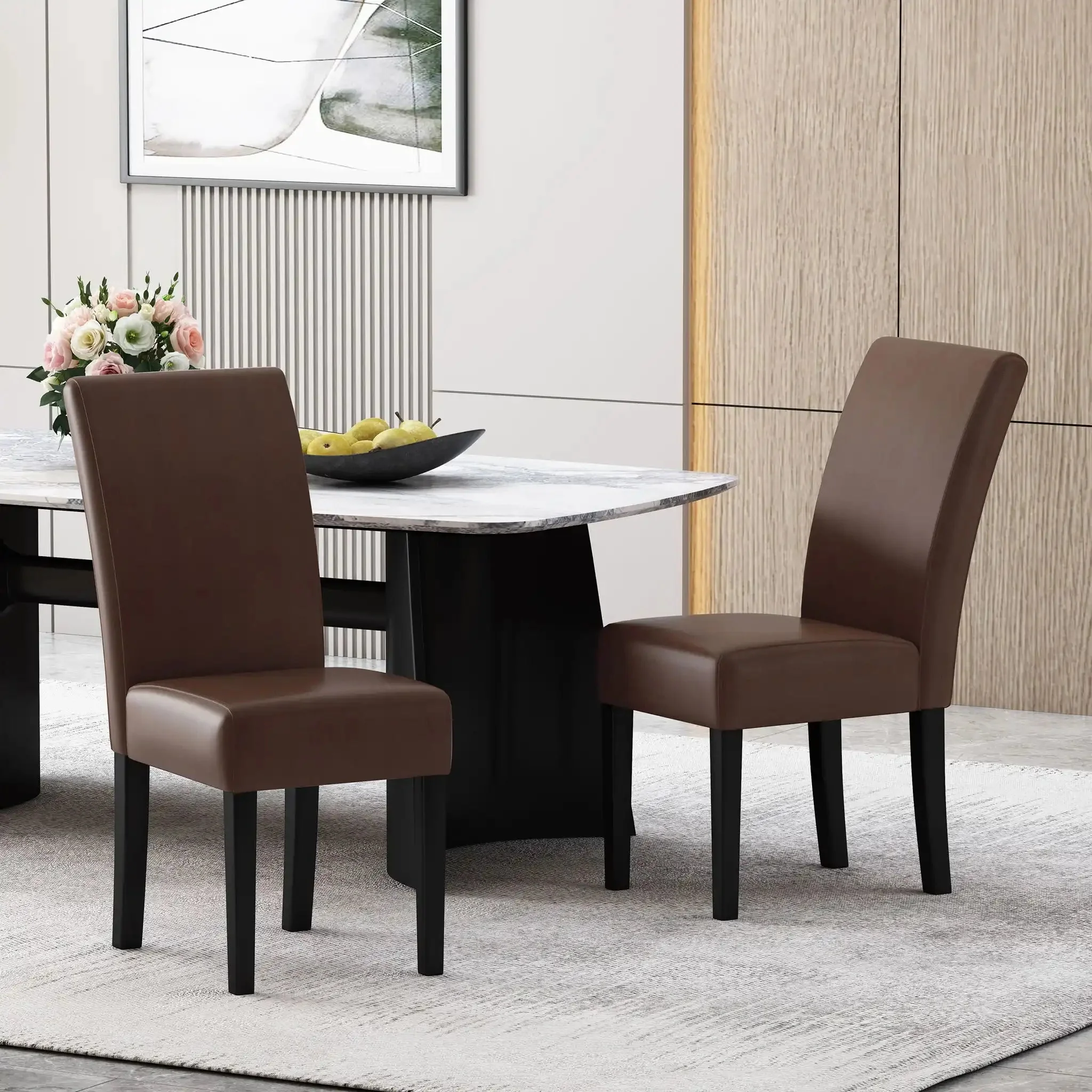 Contemporary Dining Chair With Rubberwood Legs (Set of 2) - Image 4