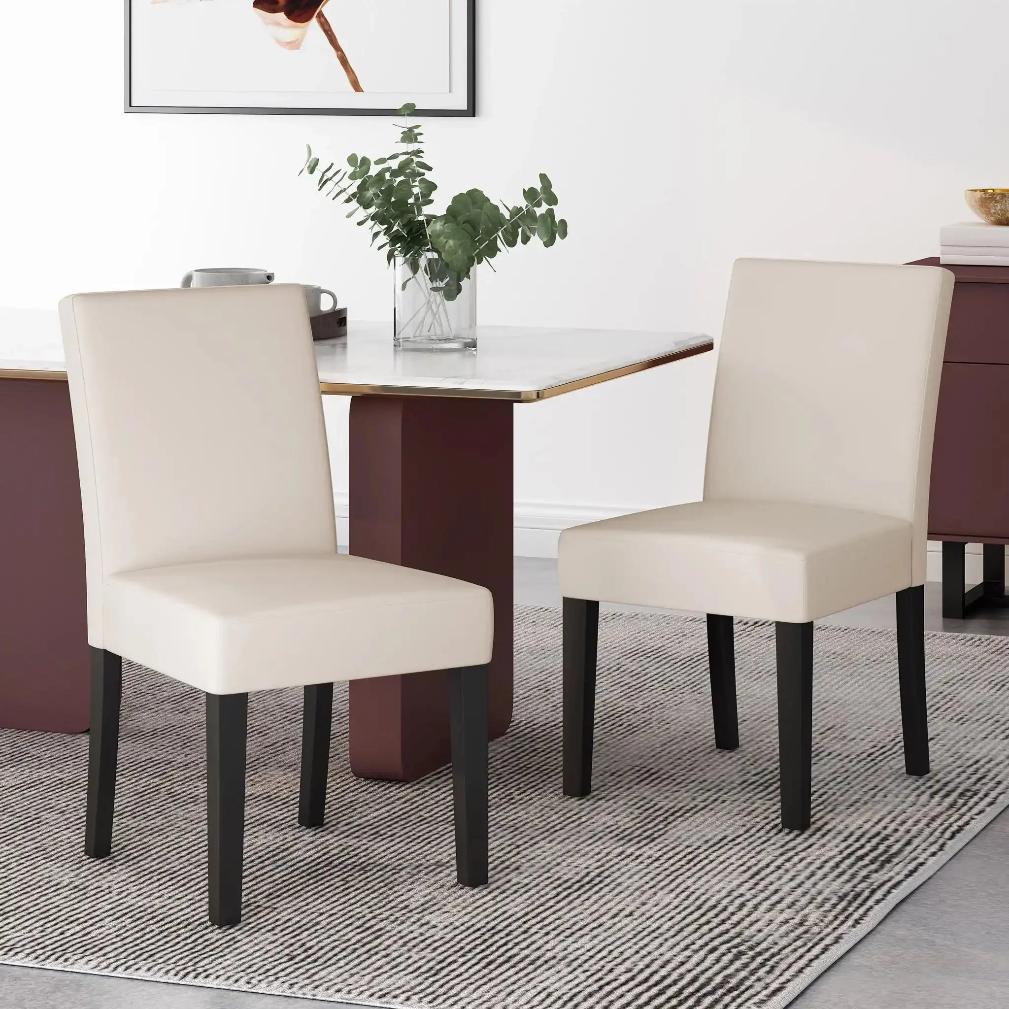 Contemporary Dining Chair With Upholstered Seating And Tapered Legs - Image 4