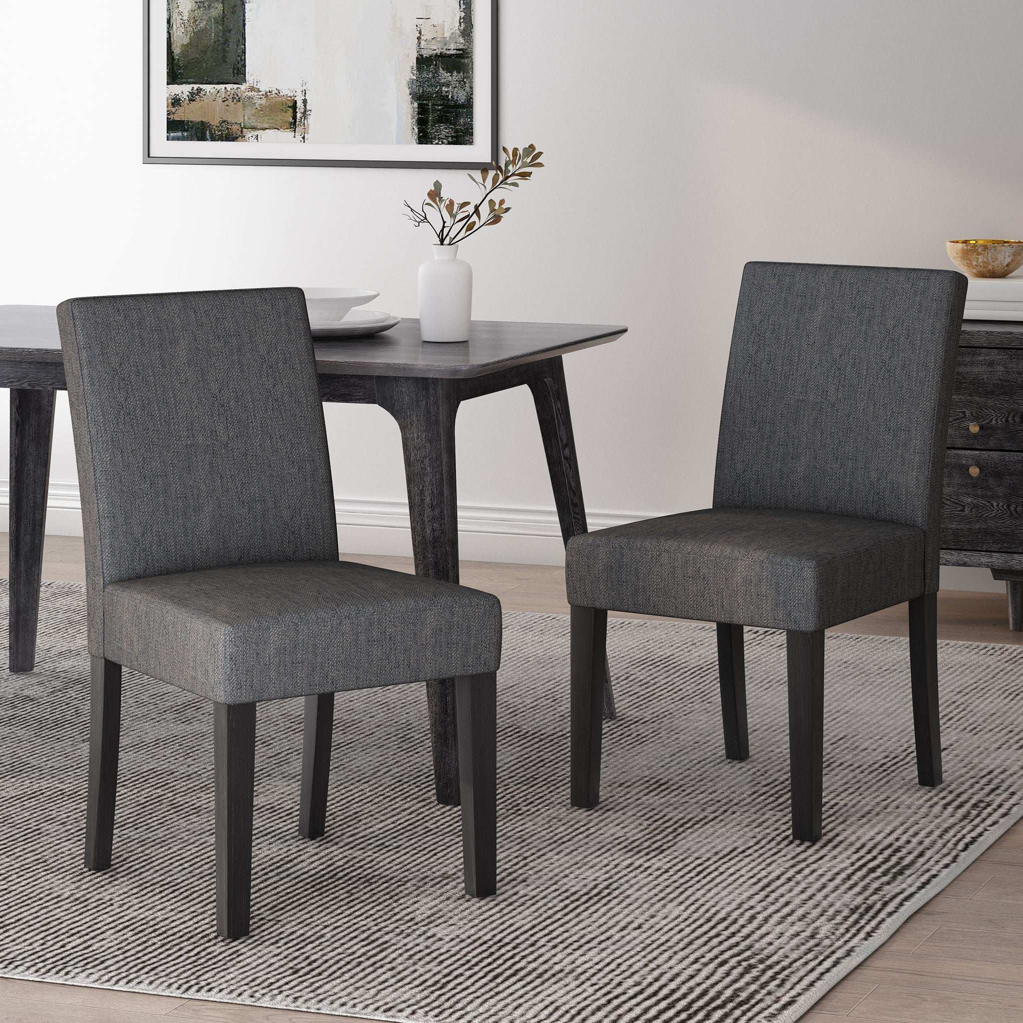Contemporary Dining Chair With Upholstered Seating And Tapered Legs - Image 7