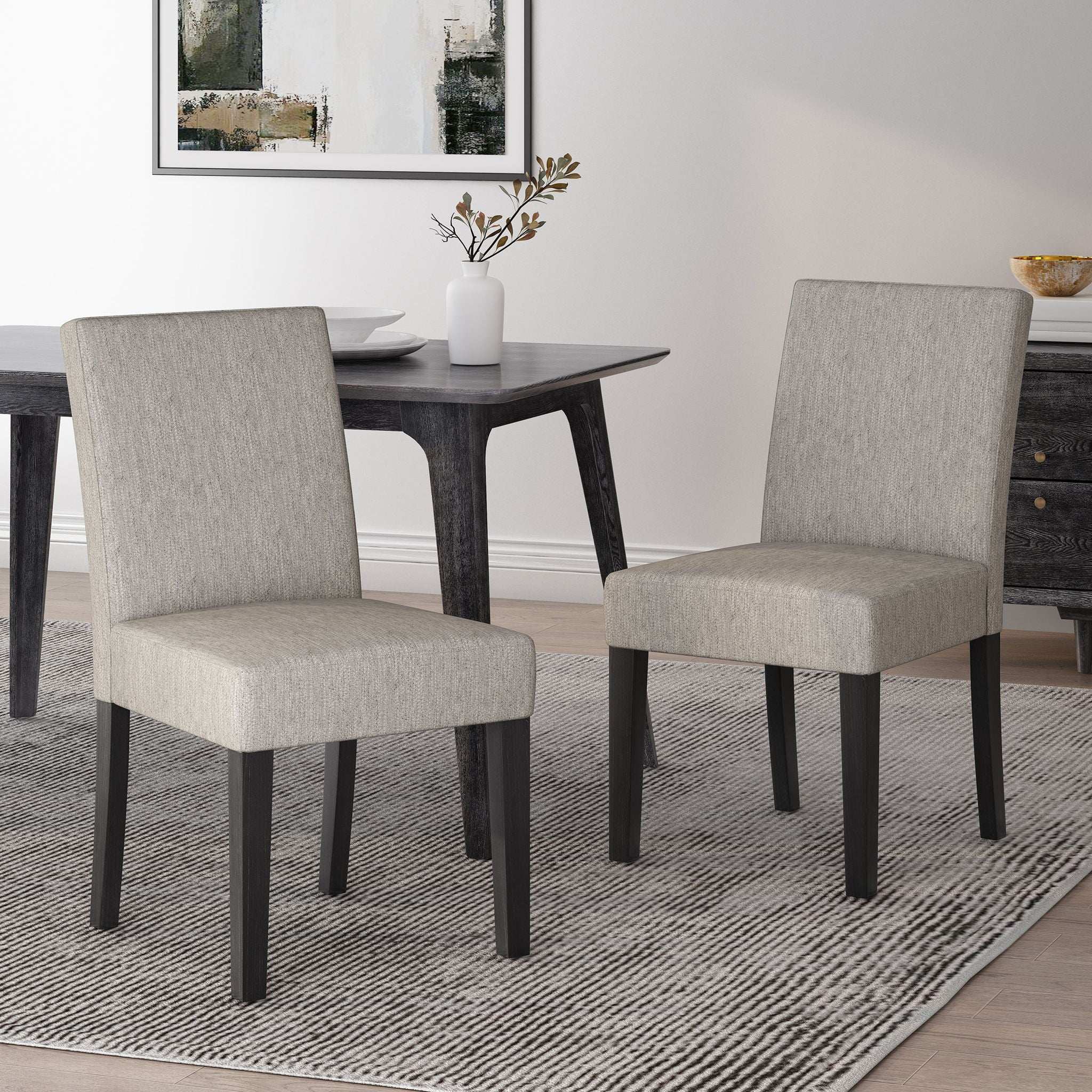 Contemporary Dining Chair With Upholstered Seating And Tapered Legs - Image 8