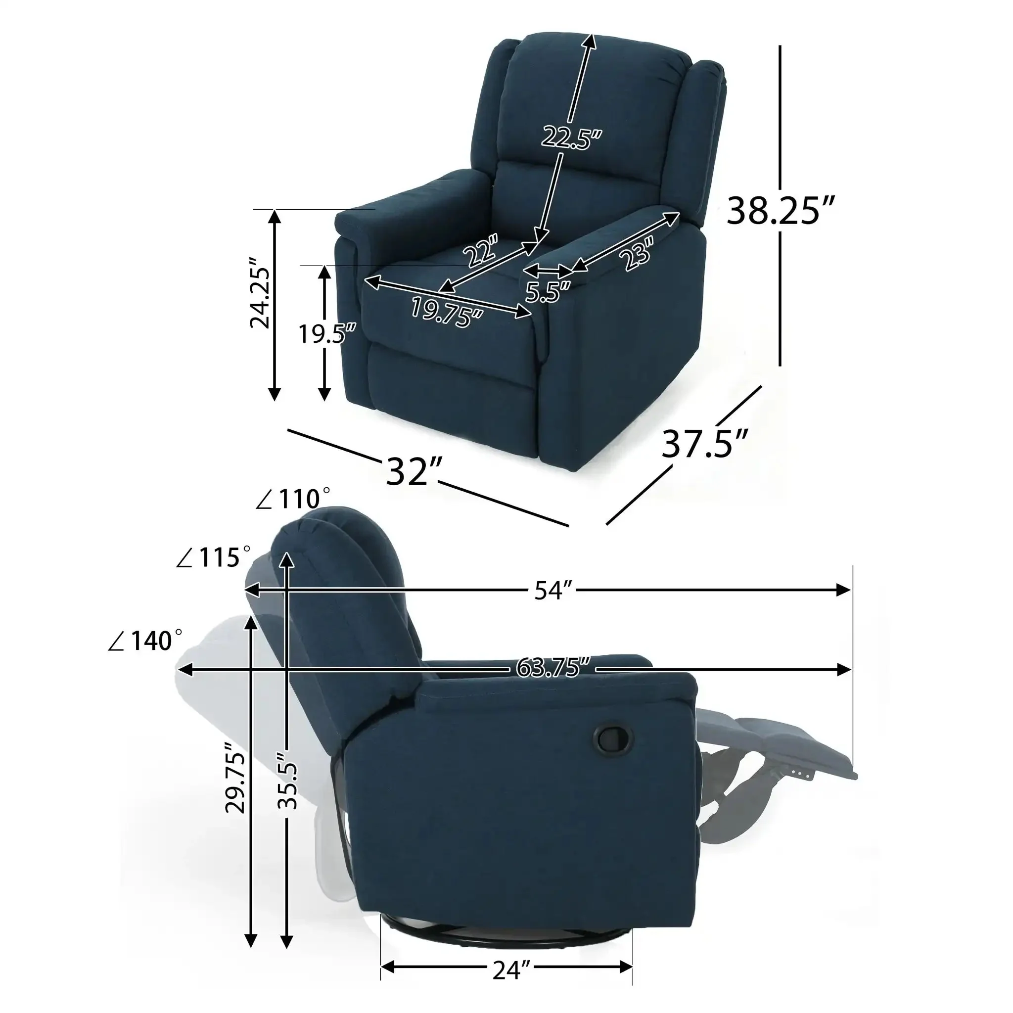 Contemporary Glider Recliner With Swivel Function - Image 5