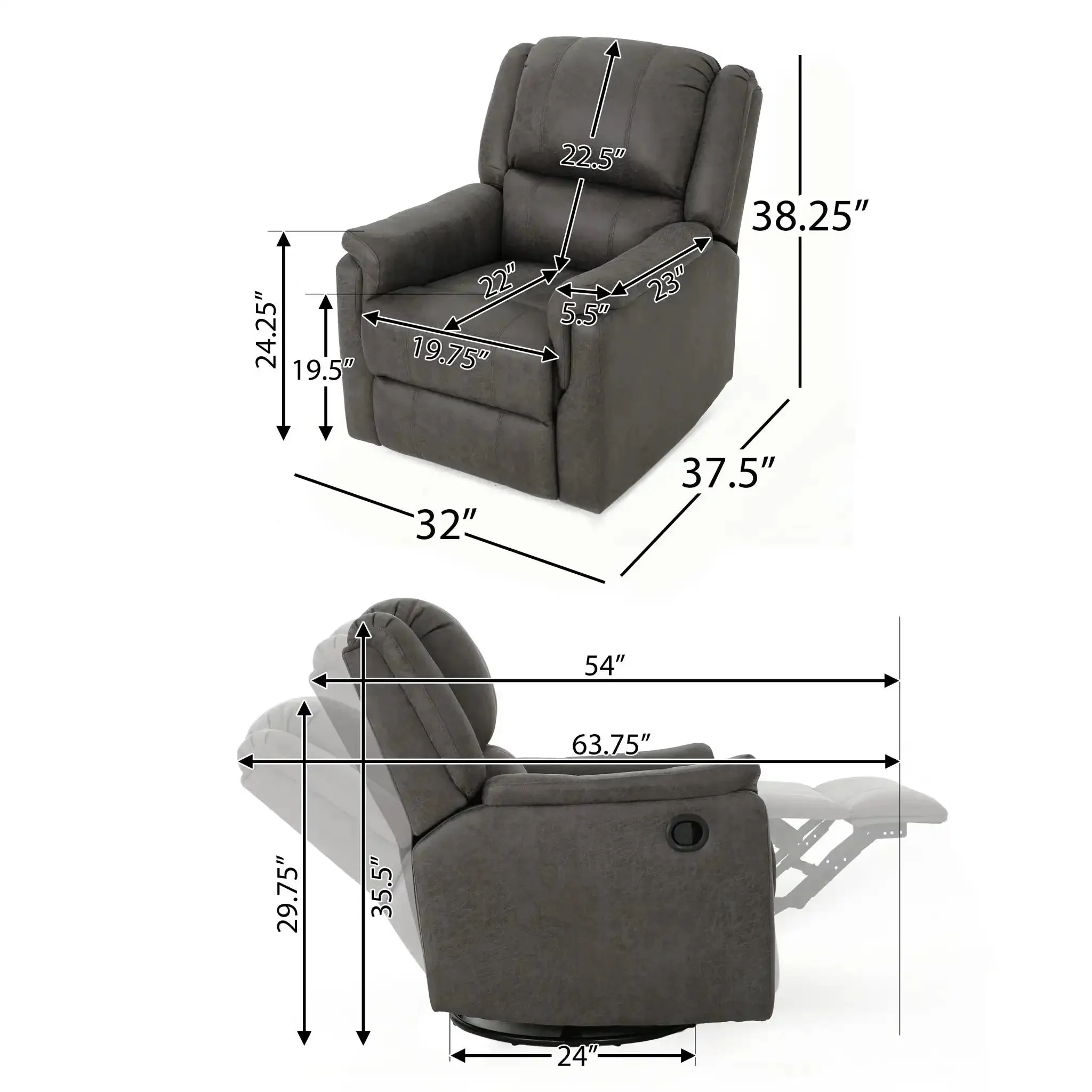 Contemporary Glider Recliner With Swivel Function - Image 6