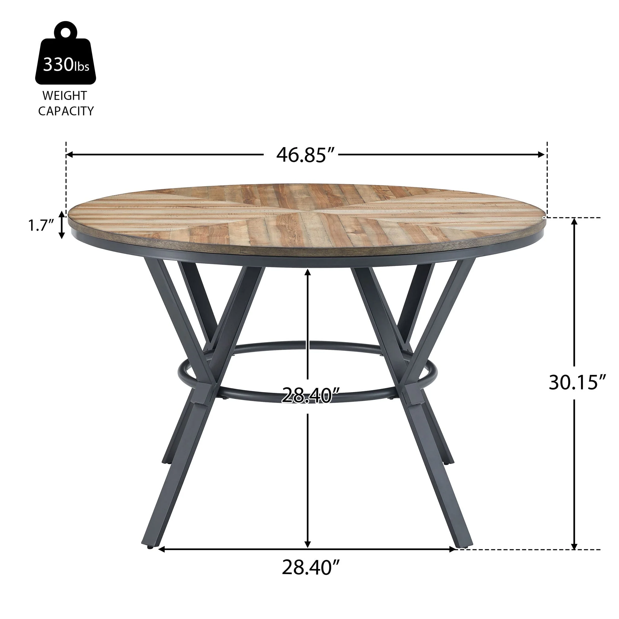 Contemporary Indoor Dining Set With Metal Legs, Birch, And Metal - Black / Natural - Image 3