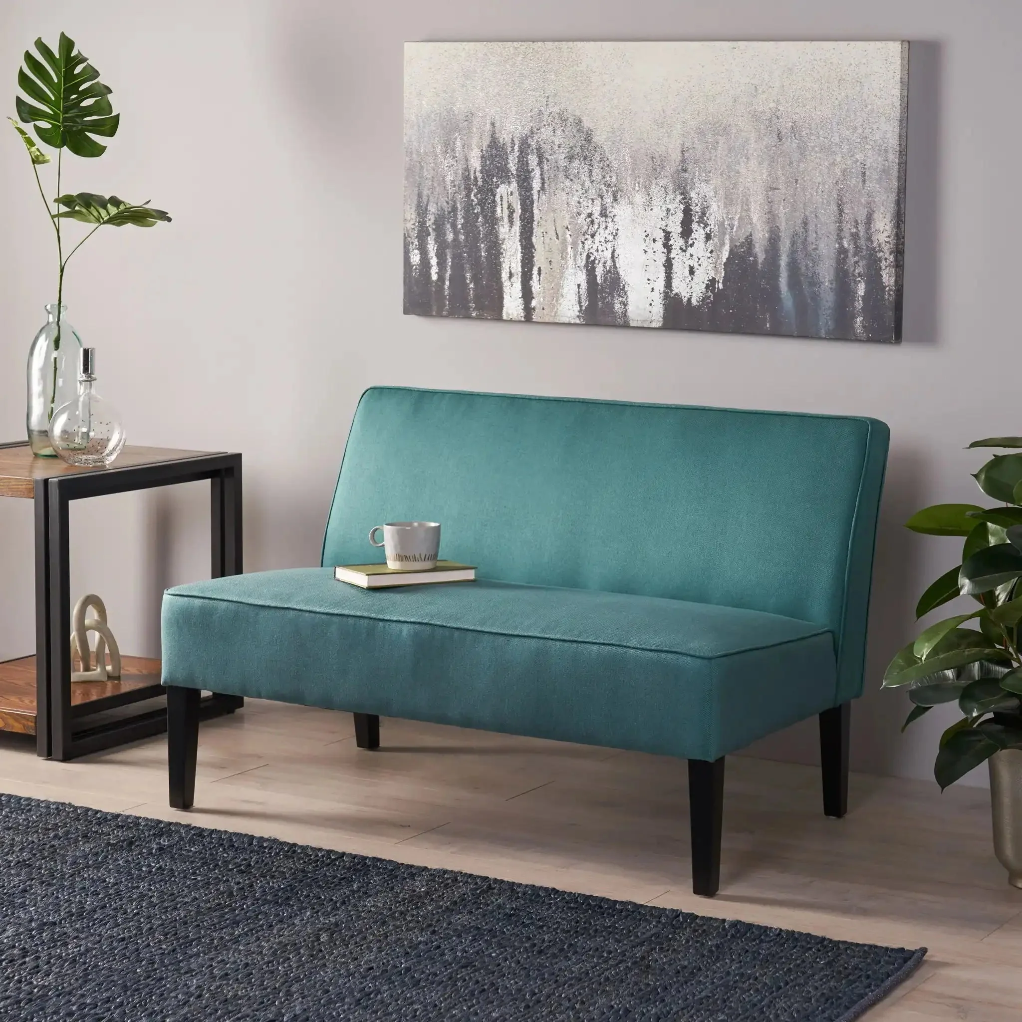Contemporary Loveseat With Upholstered Fabric And Birch Wood Legs - Image 10