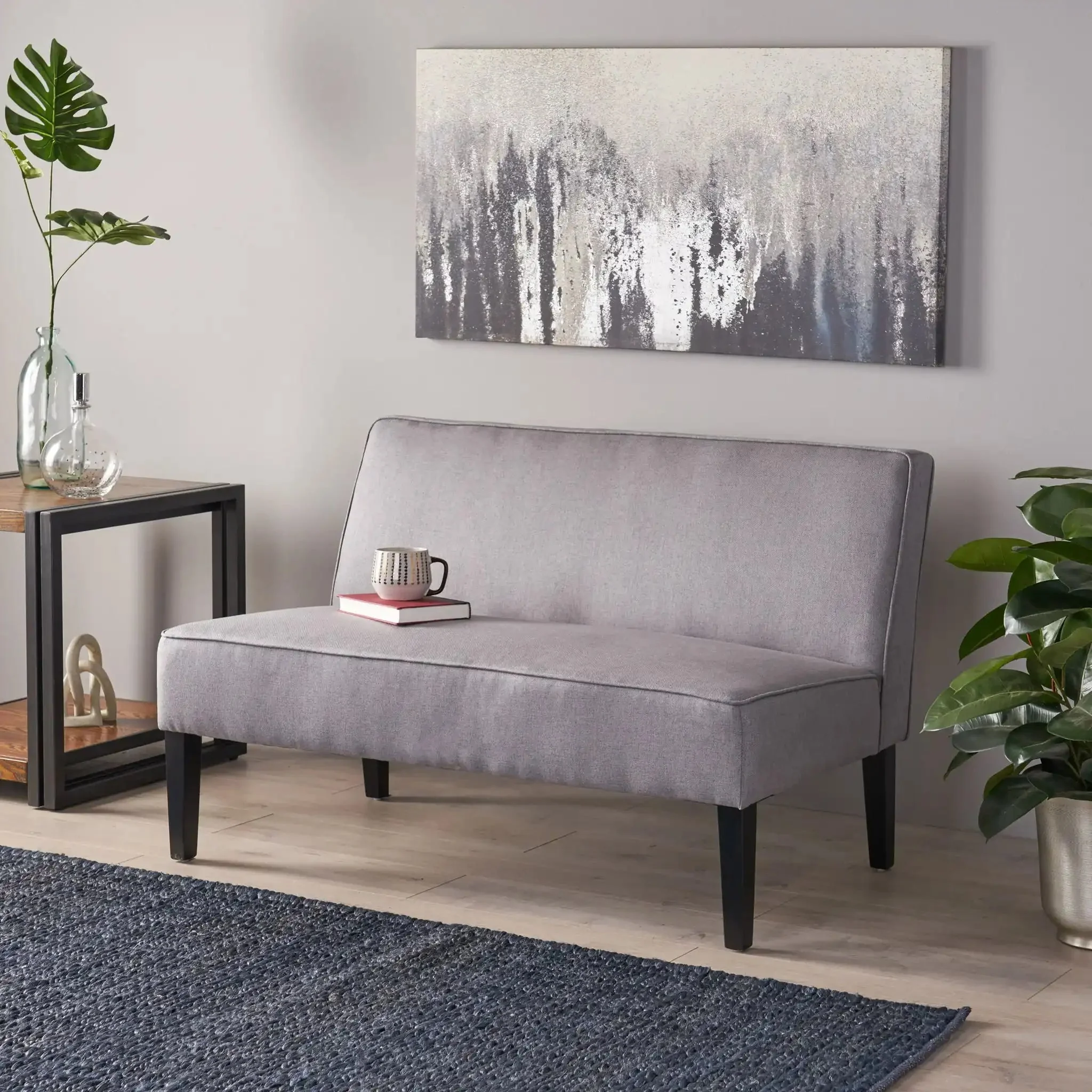 Contemporary Loveseat With Upholstered Fabric And Birch Wood Legs - Image 11