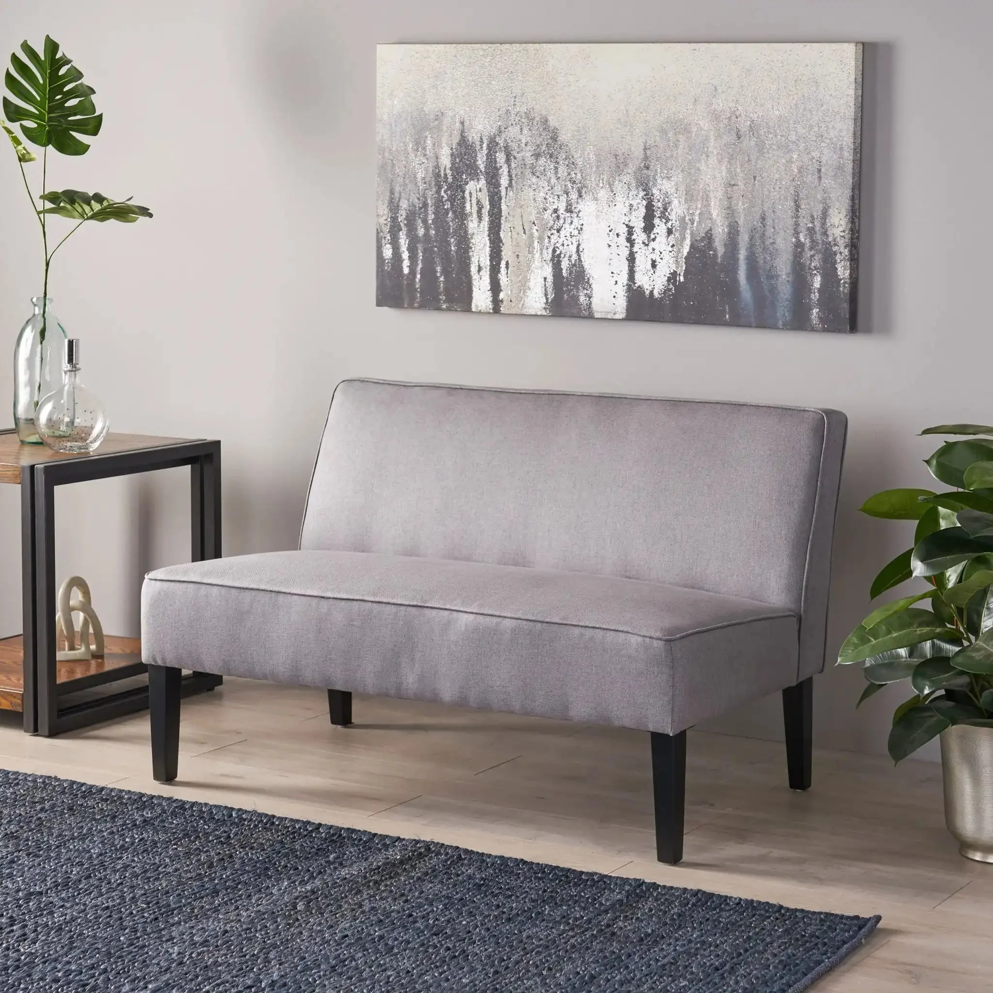 Contemporary Loveseat With Upholstered Fabric And Birch Wood Legs - Image 4