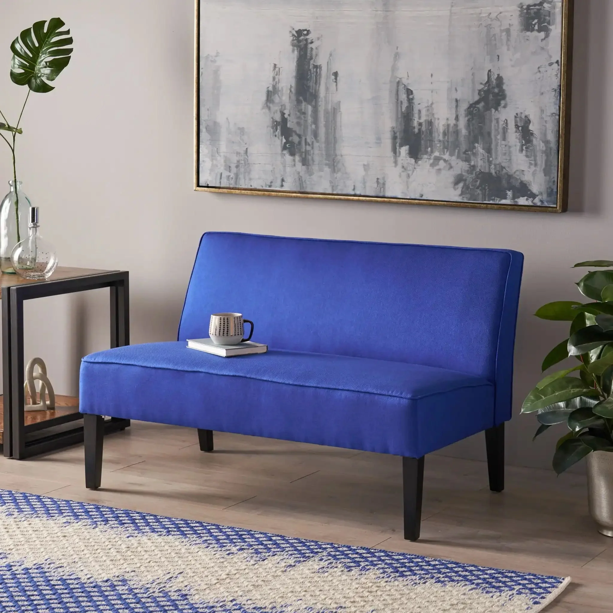 Contemporary Loveseat With Upholstered Fabric And Birch Wood Legs - Image 7