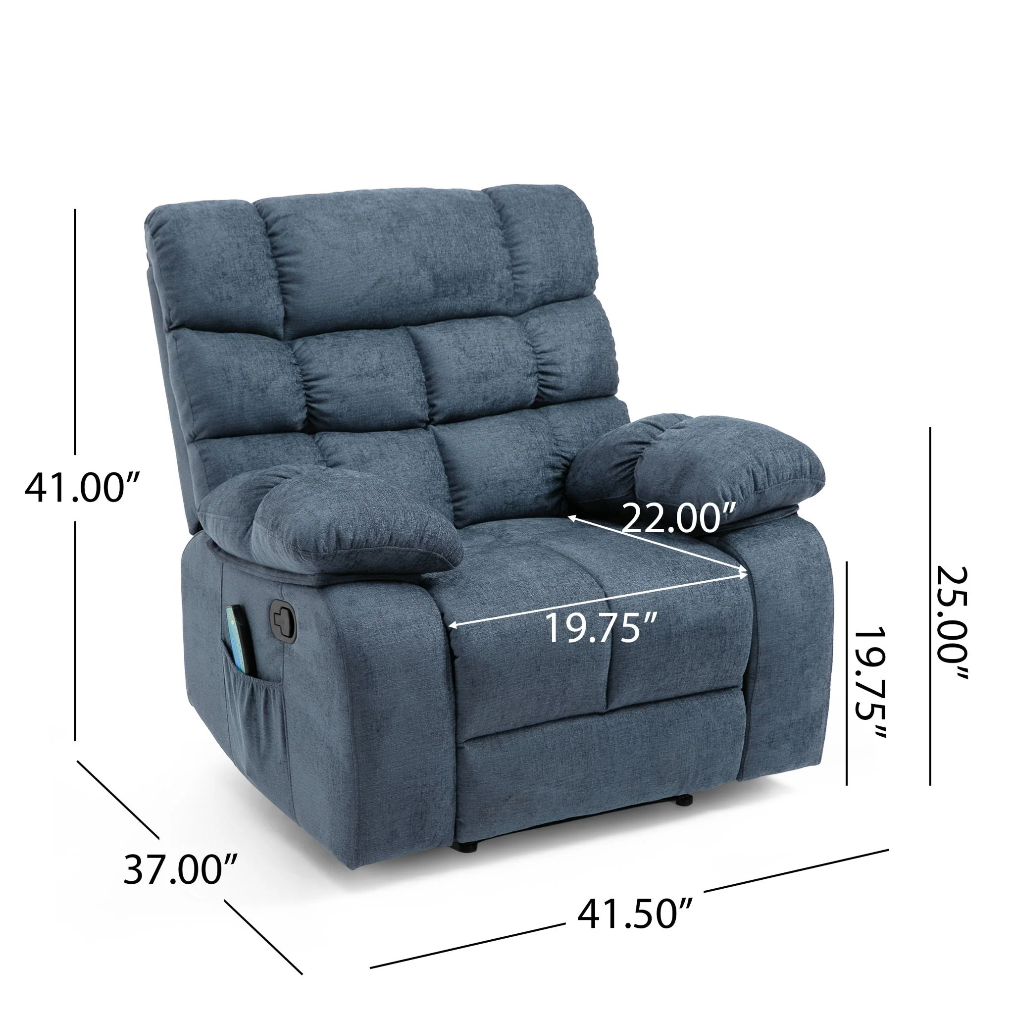 Contemporary Massage Recliner with Pillow Tufted Design - Charcoal - Image 3