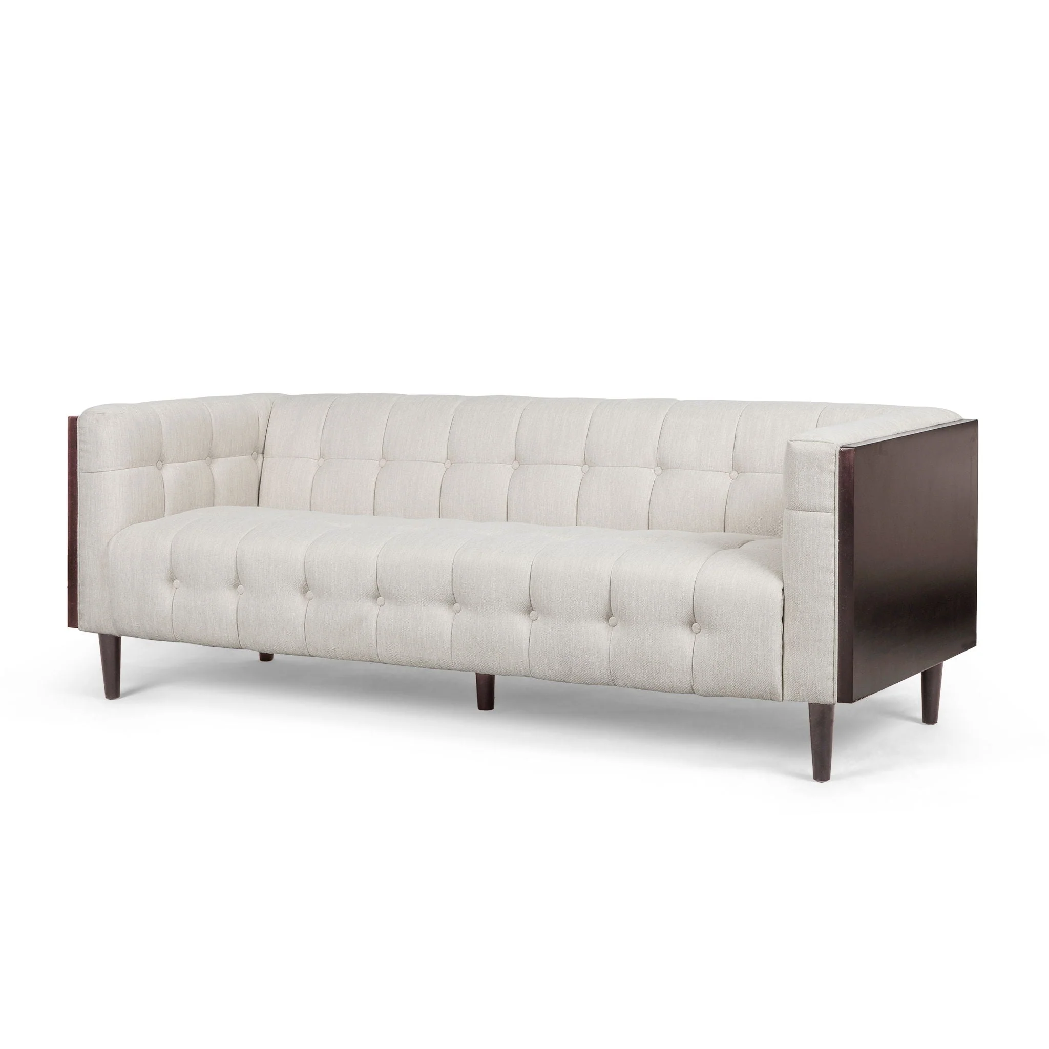 Contemporary Mid-Century Charm 3 Seater Sofa With Button Tufted Waffle Stitching - Image 3