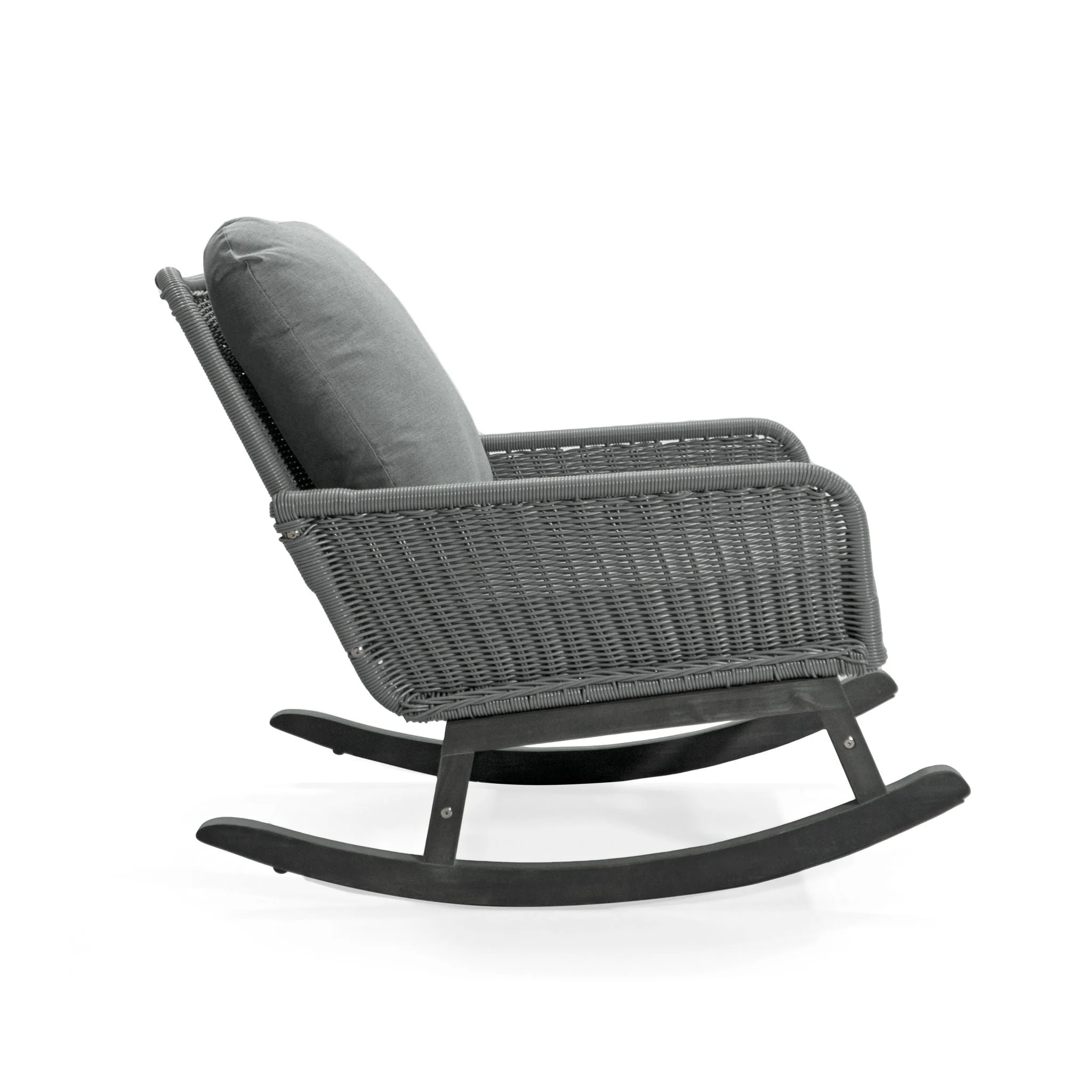 Contemporary Minimalist Wicker Rocking Chair With Soft Cushions - Image 3