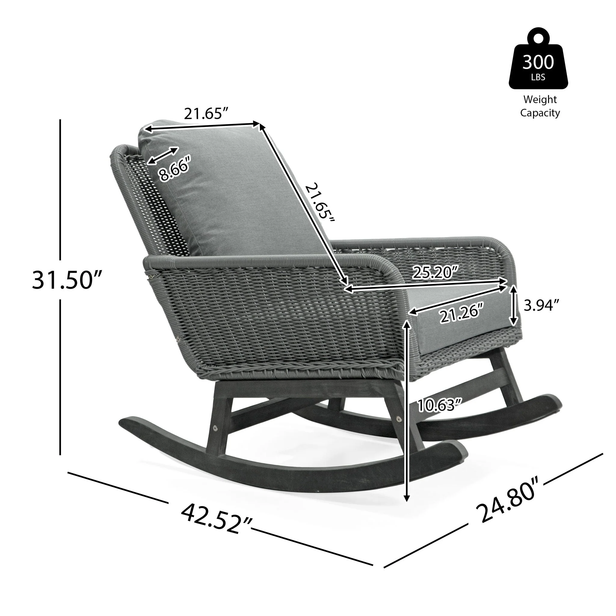 Contemporary Minimalist Wicker Rocking Chair With Soft Cushions - Image 6