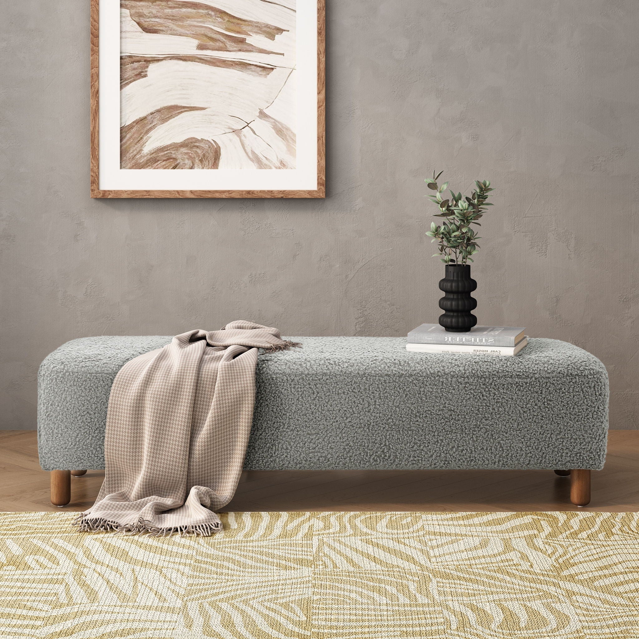 Contemporary Ottoman With Foam Cushion And Durable Upholstery - Image 11