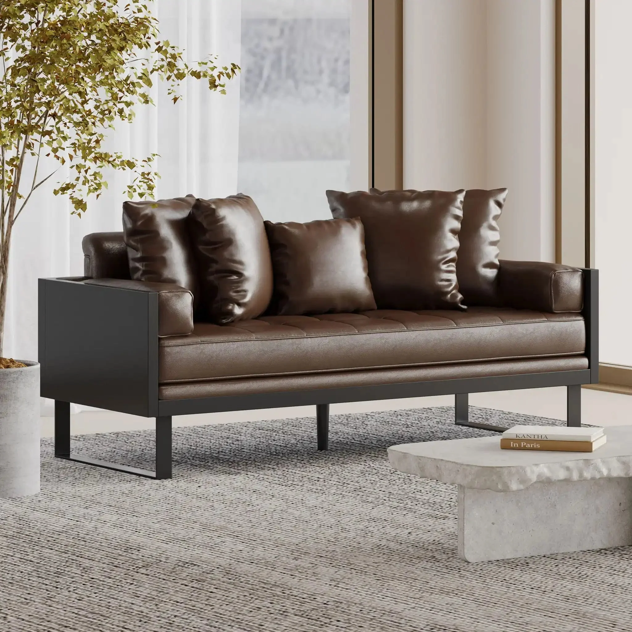 Contemporary Oversized Loveseat With Accent Pillow - Image 2