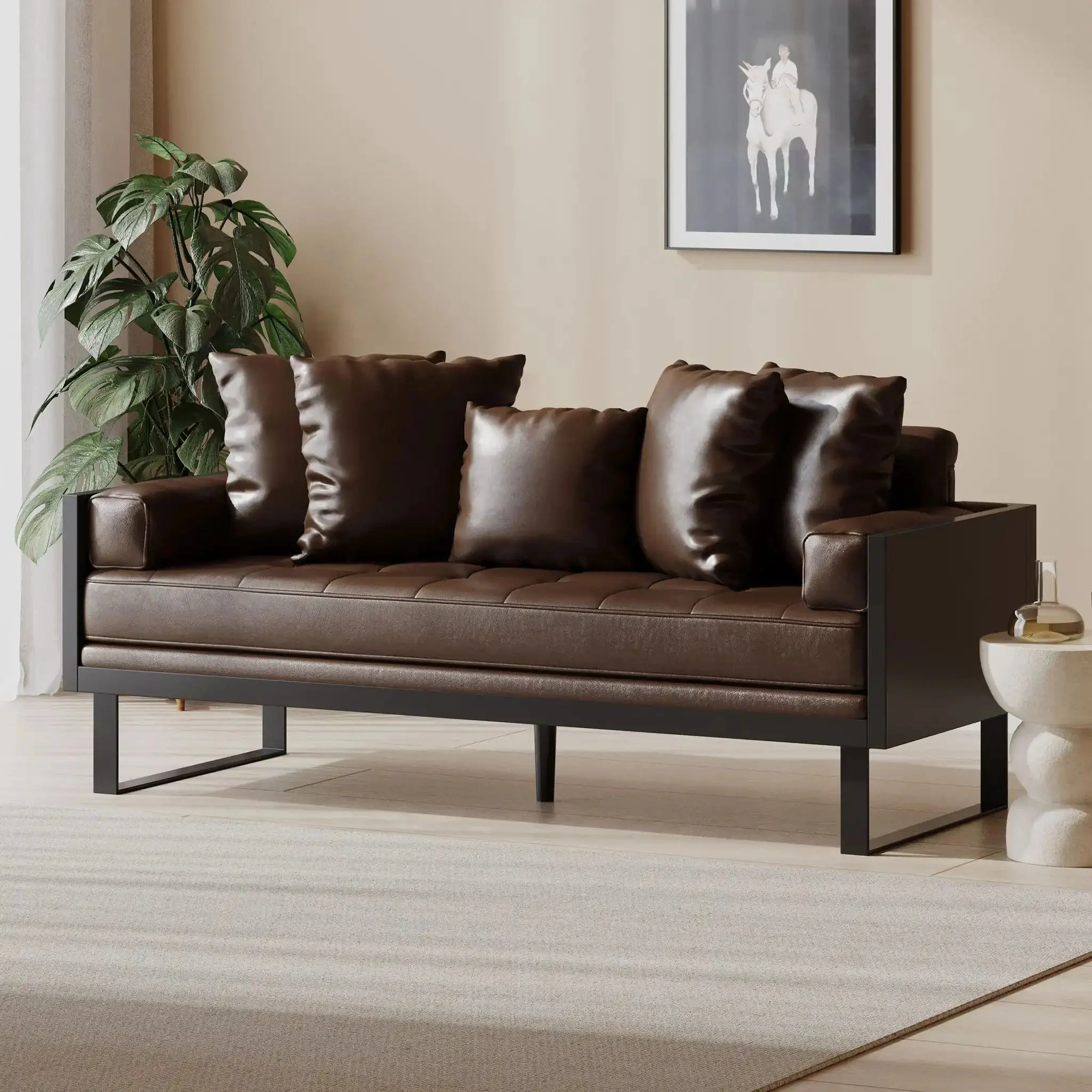 Contemporary Oversized Loveseat With Accent Pillow - Image 3