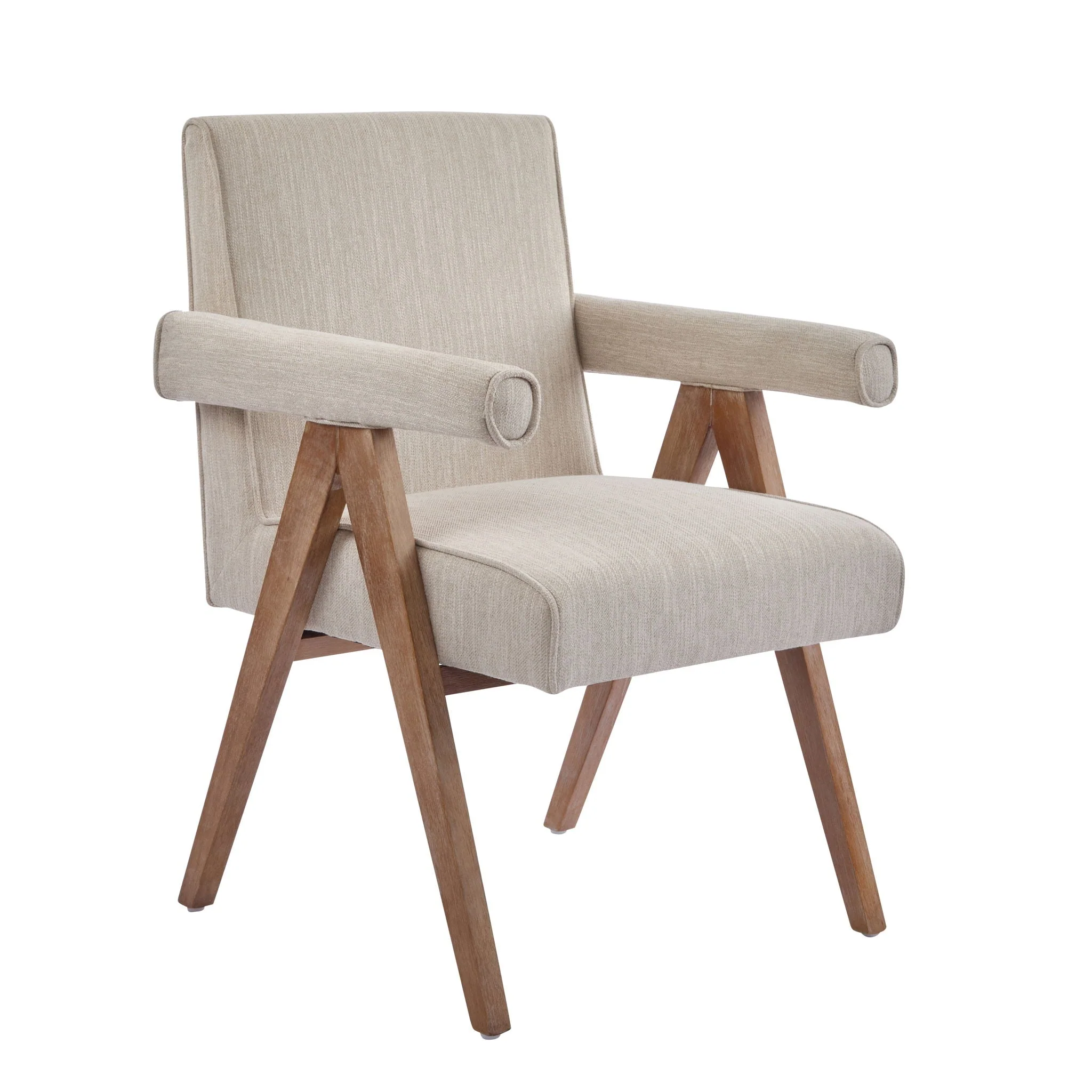 Contemporary Poppy Fabric Dining Armchair with Rubberwood Legs - Image 2