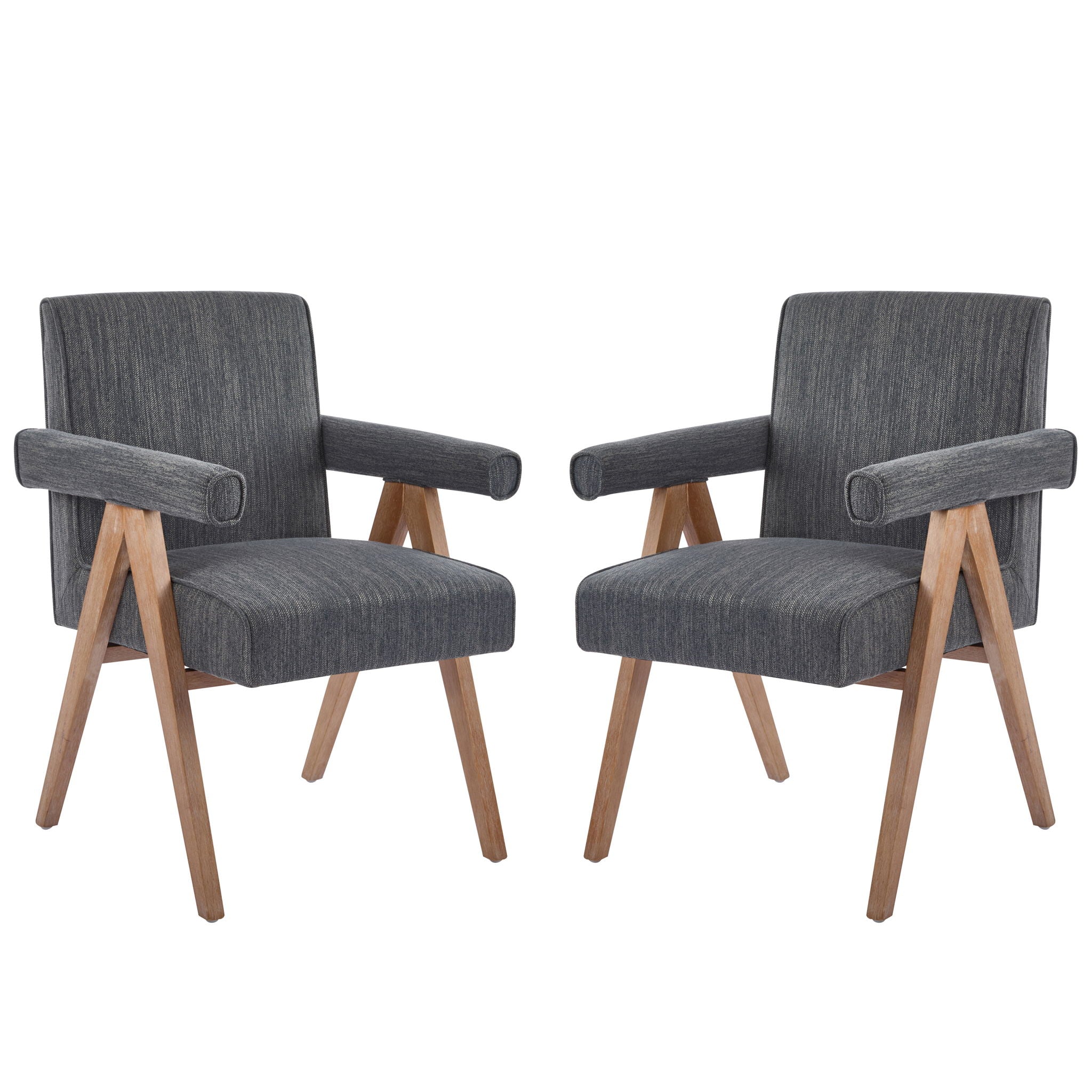 Contemporary Poppy Fabric Dining Armchair with Rubberwood Legs - Image 3