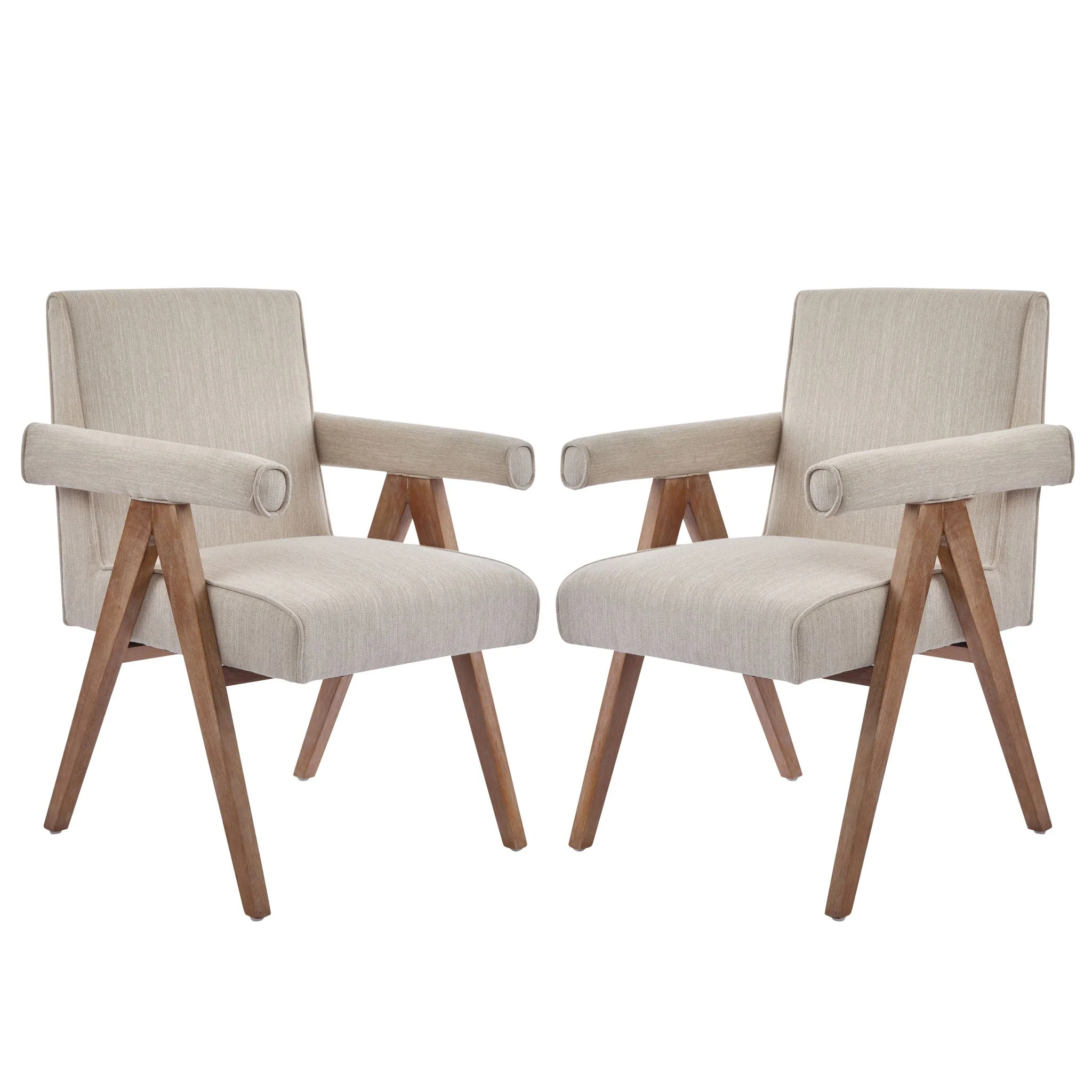 Contemporary Poppy Fabric Dining Armchair with Rubberwood Legs - Image 4