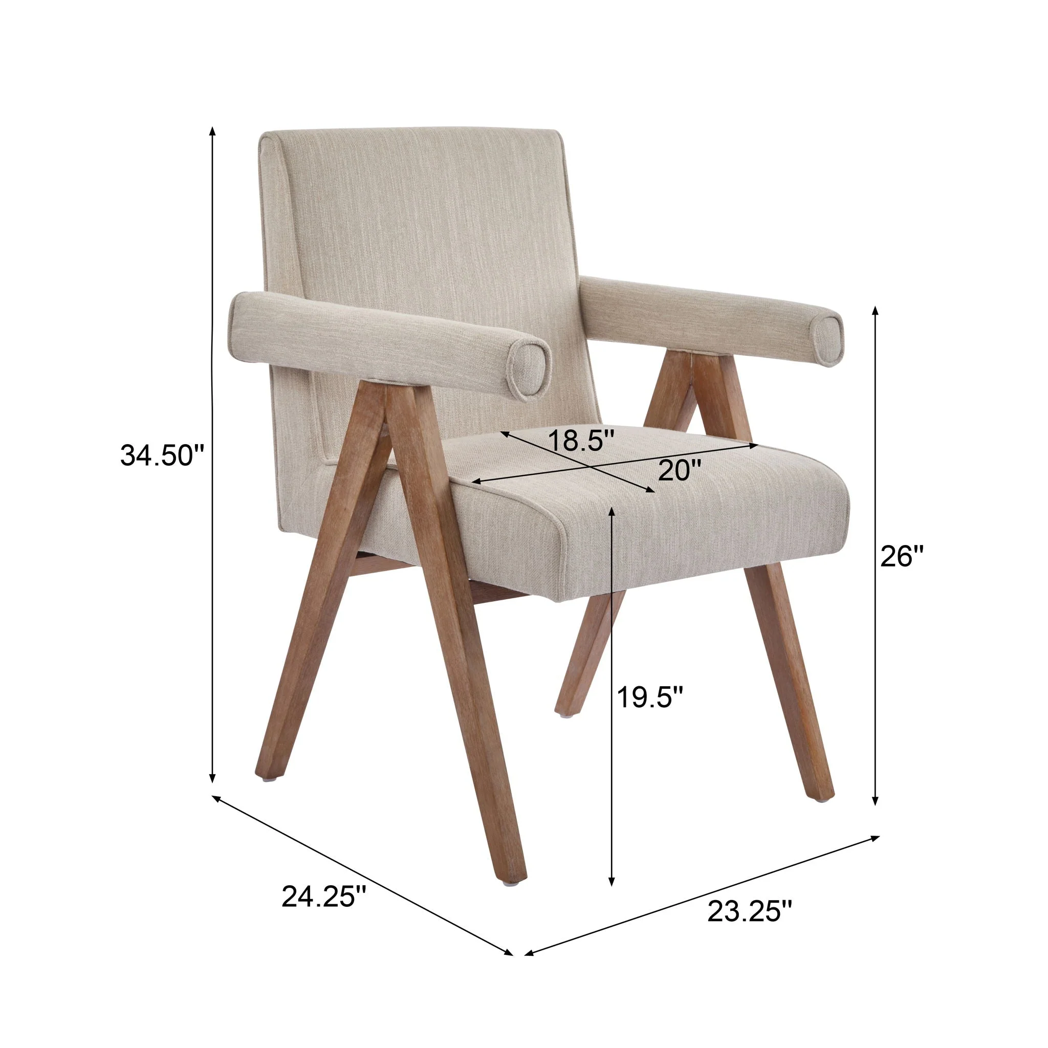 Contemporary Poppy Fabric Dining Armchair with Rubberwood Legs - Image 6