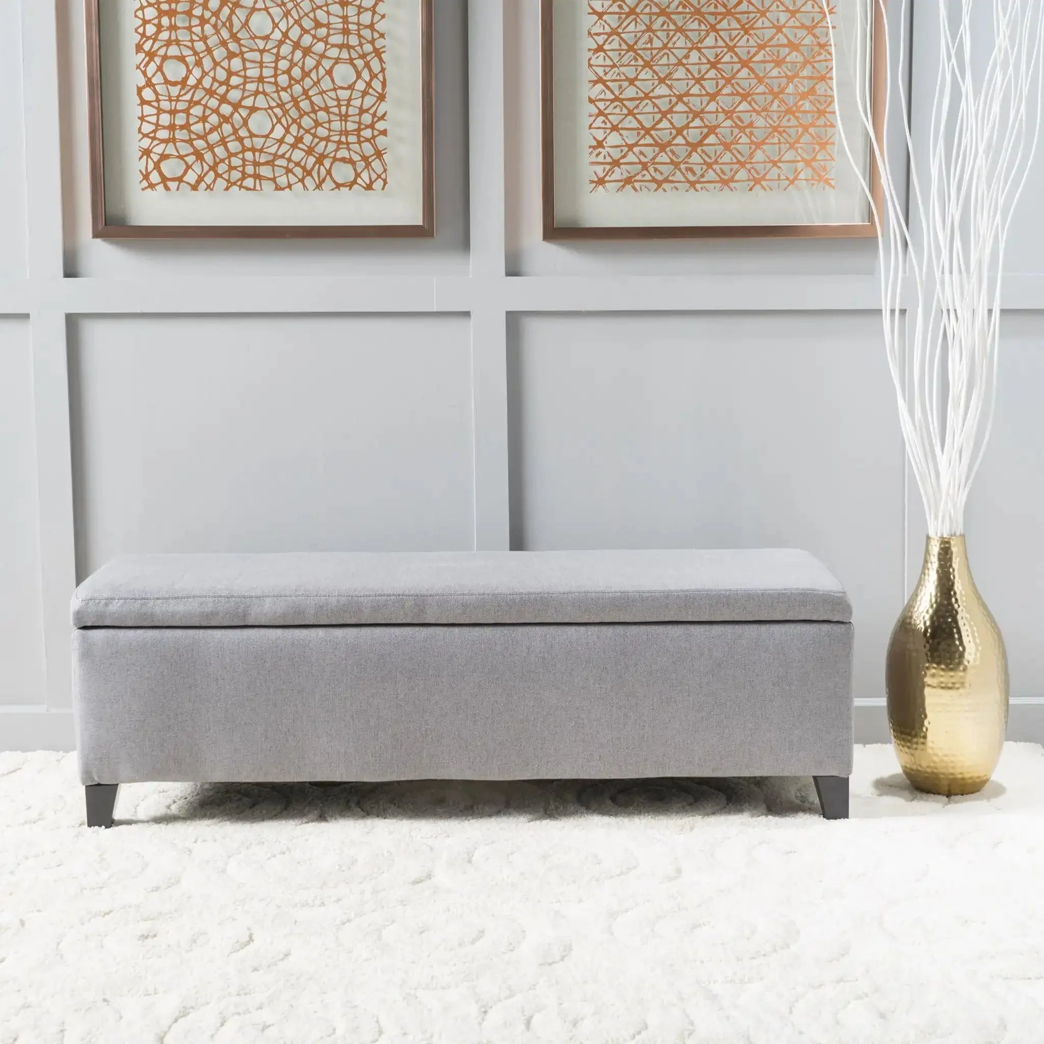 Contemporary Storage Ottoman Bench With Upholstery - Image 9