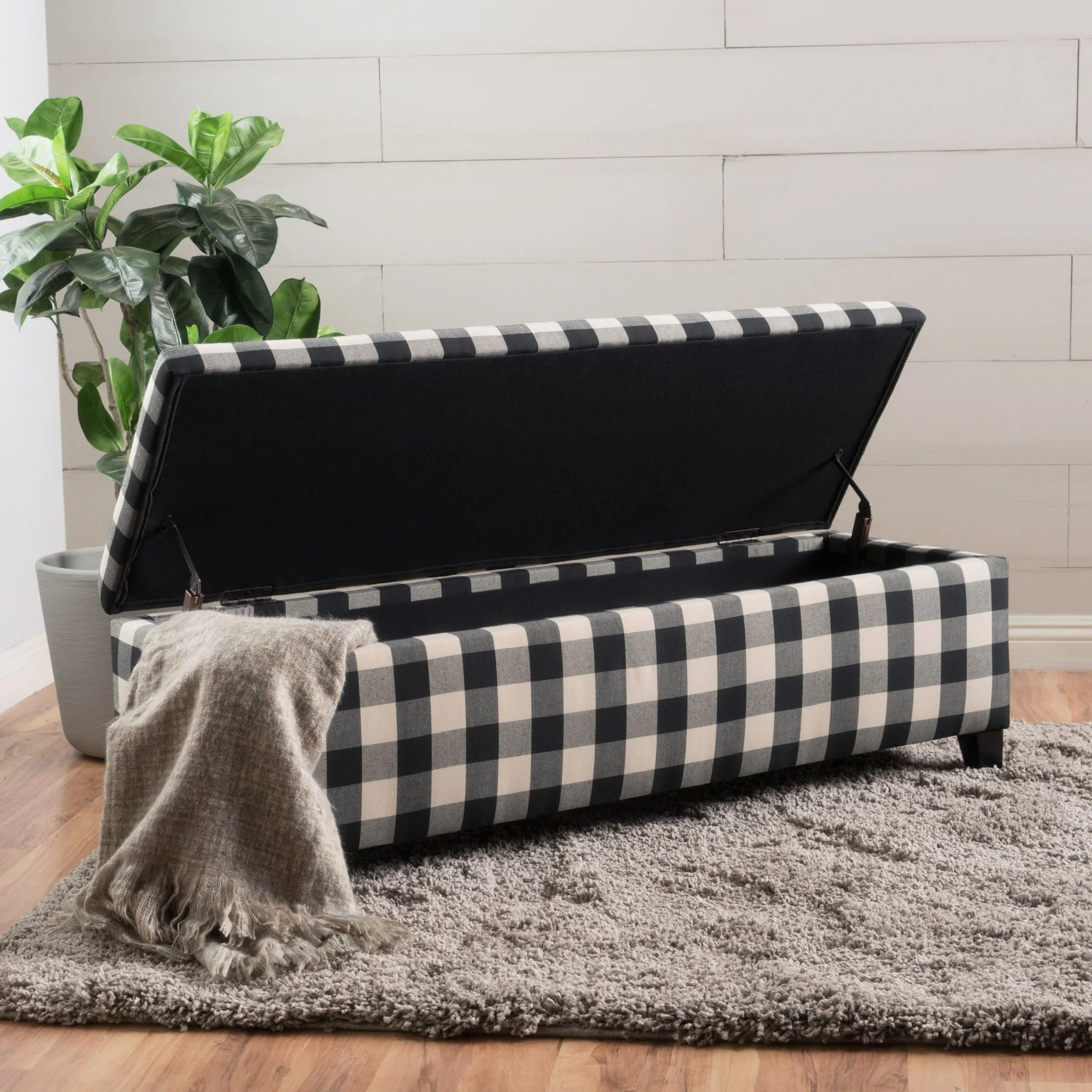 Contemporary Storage Ottoman With Seating And Storage - Black - Image 4