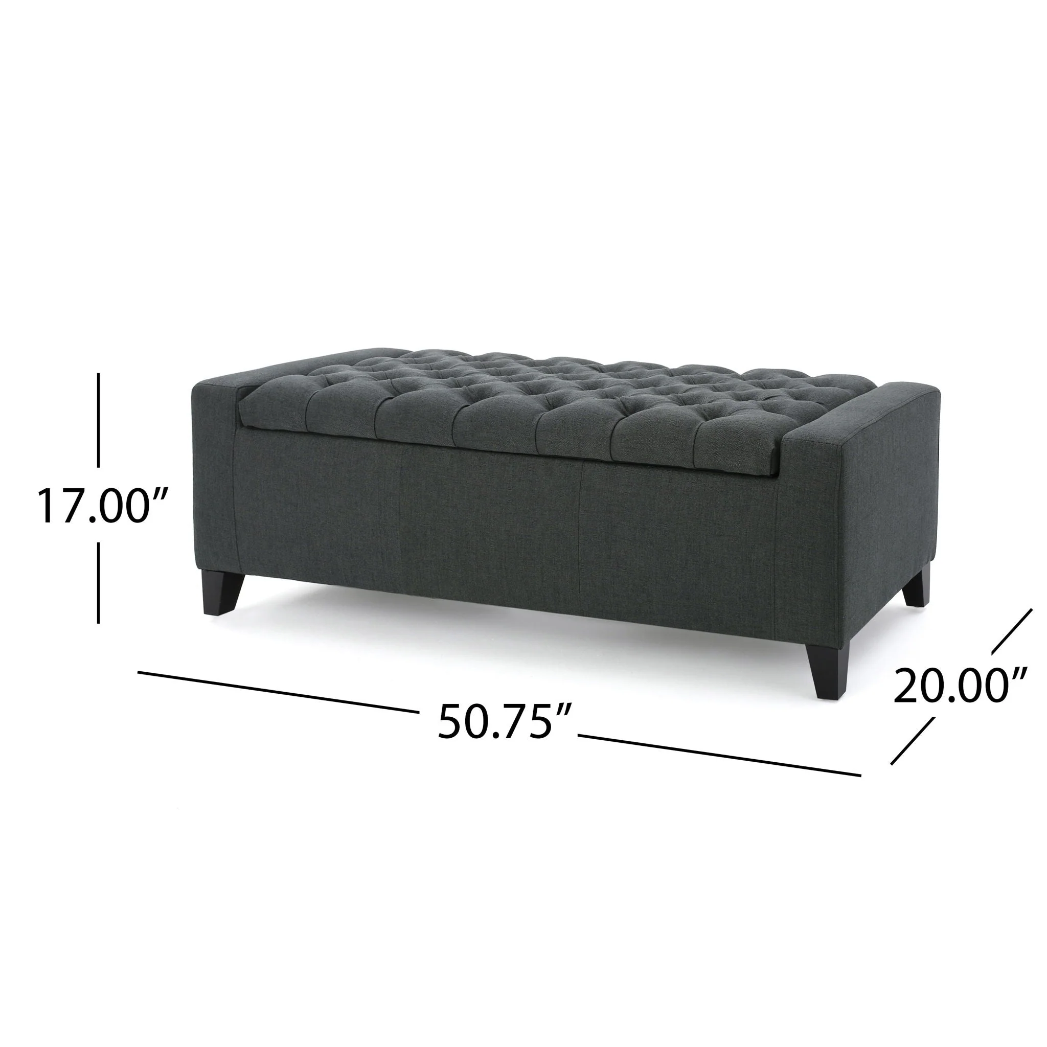 Contemporary Storage Ottoman With Tufted Top - Dark Gray - Image 3