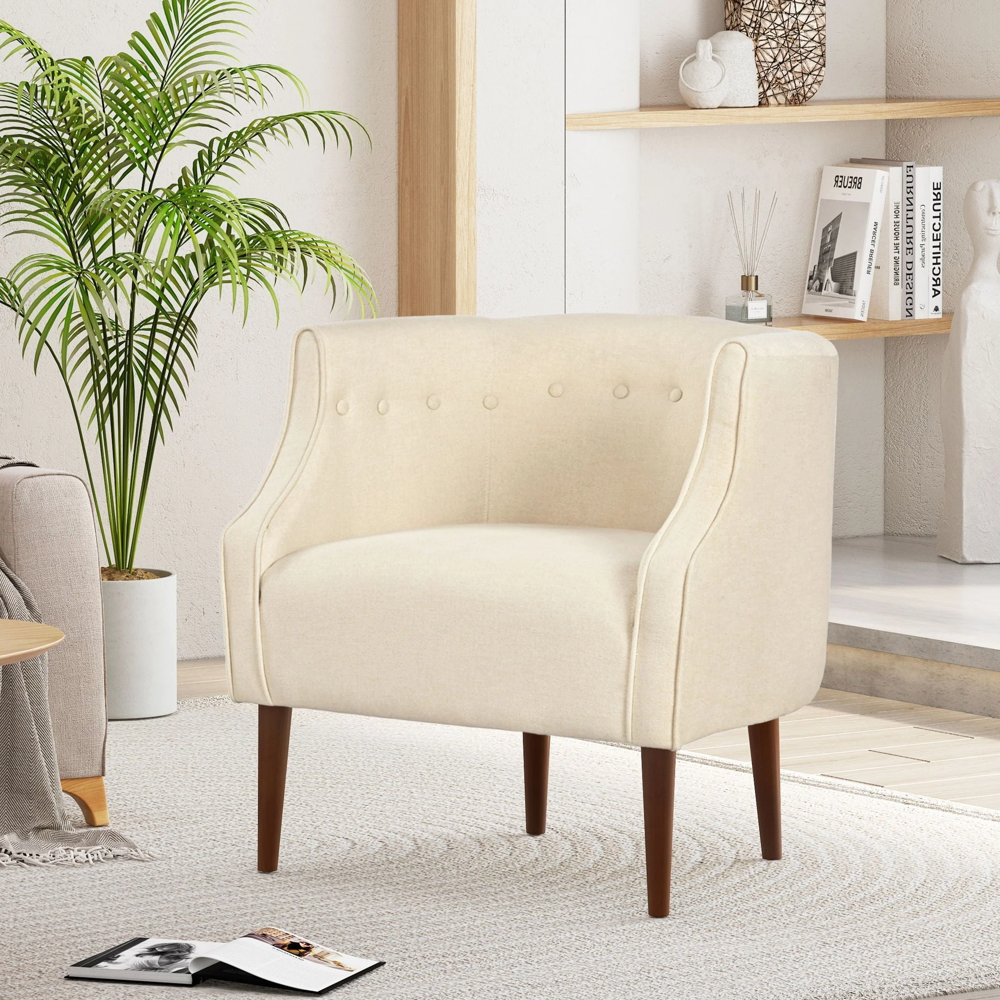 Contemporary Upholstered Club Chair With Button Tufting - Image 10