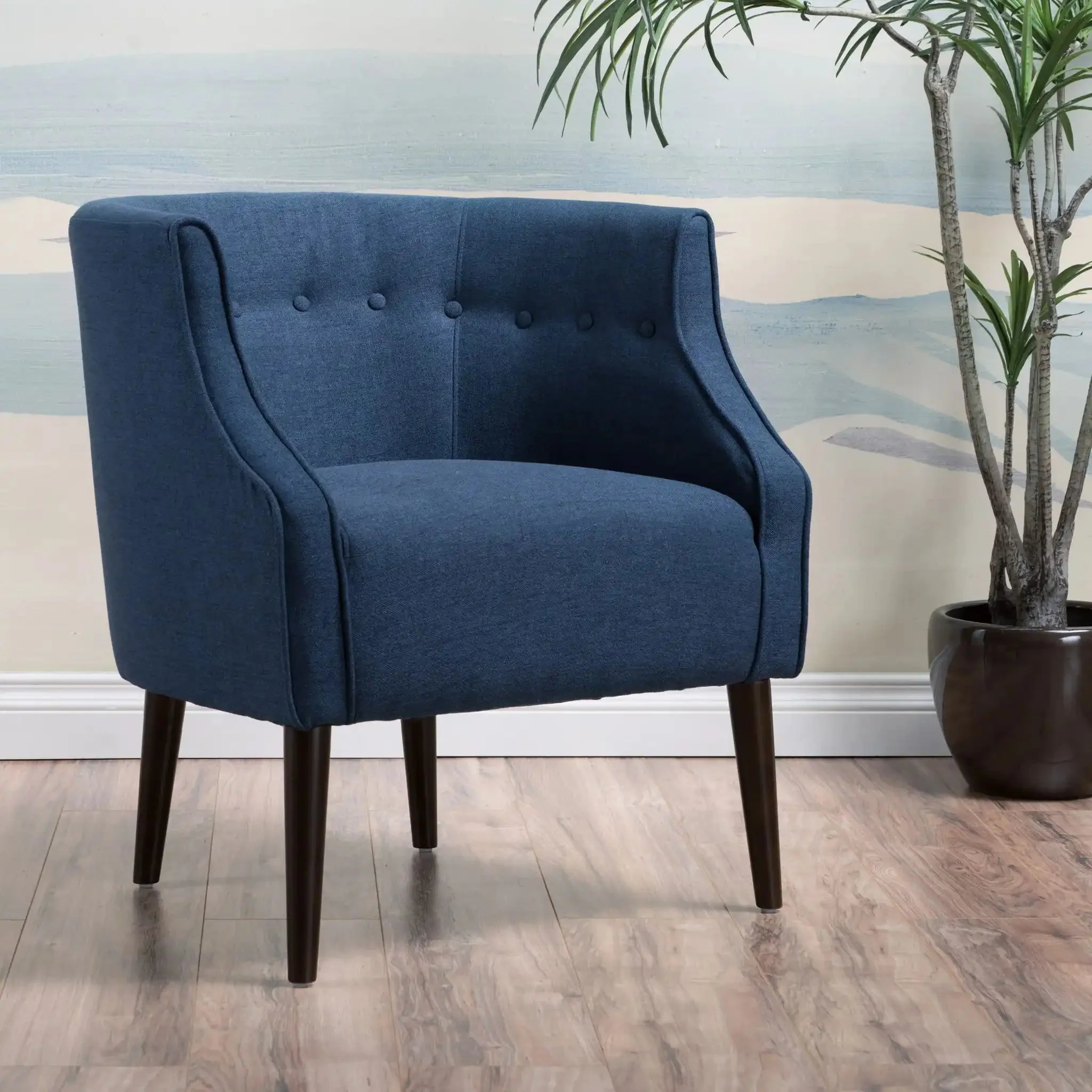 Contemporary Upholstered Club Chair With Button Tufting - Image 12